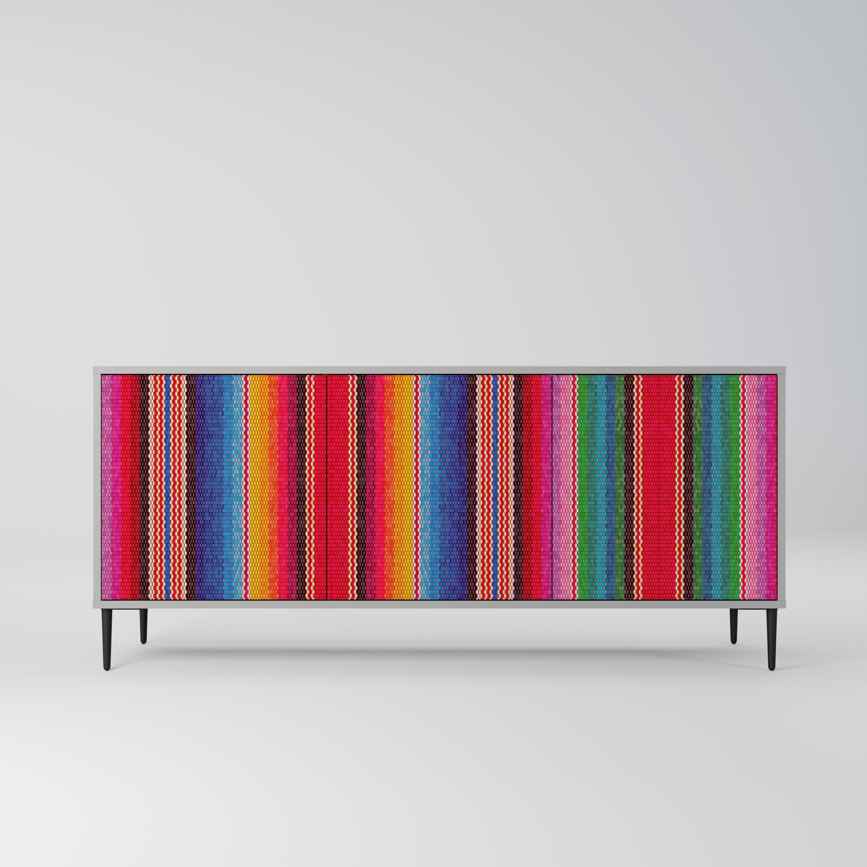 ETHNIC MEXICAN 3-türiges Sideboard in grauem Finish