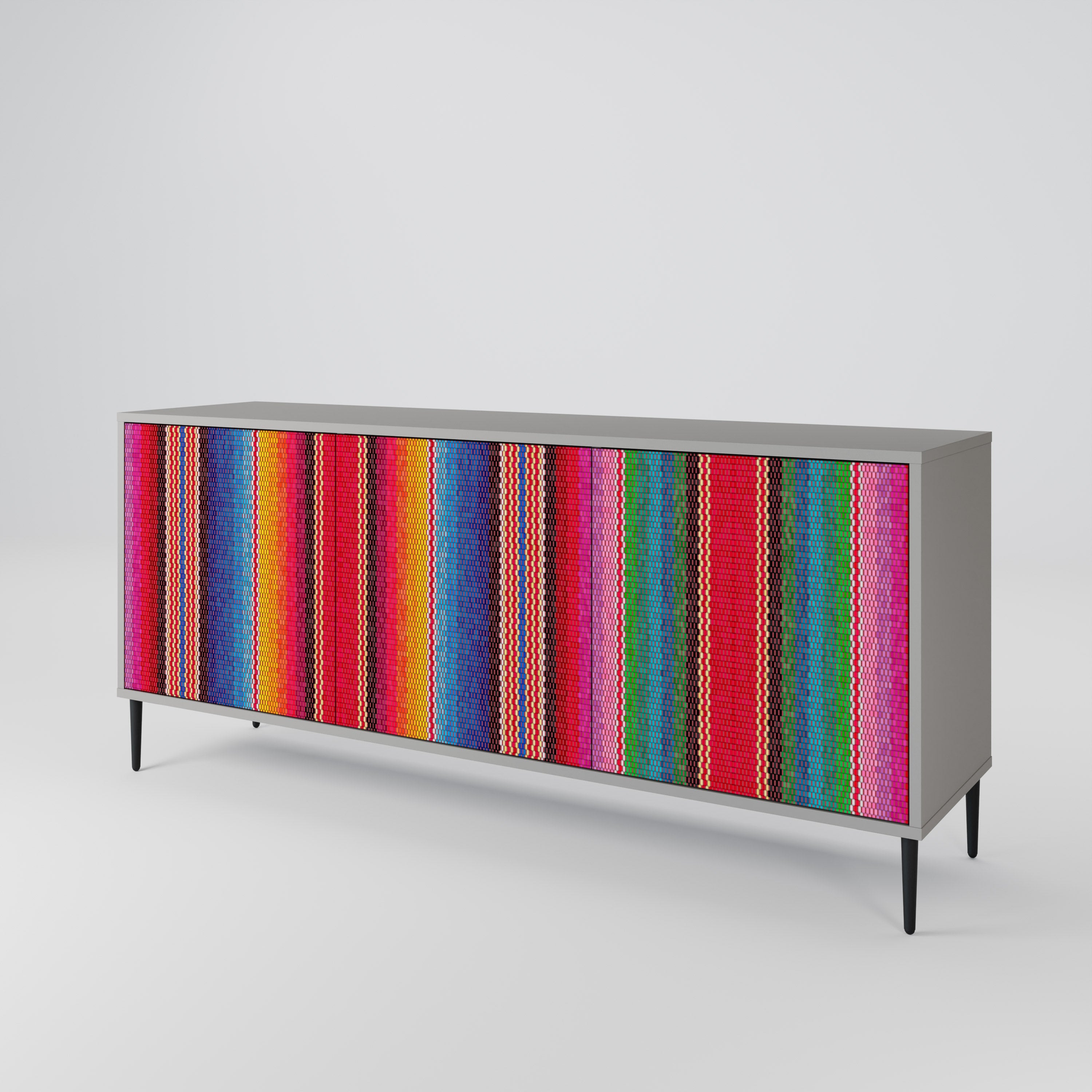 ETHNIC MEXICAN 3-türiges Sideboard in grauem Finish