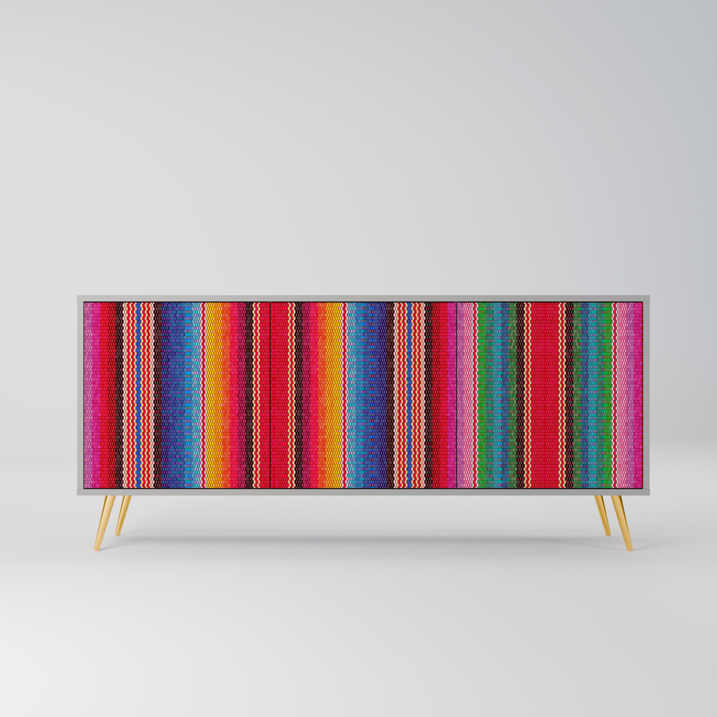 ETHNIC MEXICAN 3-türiges Sideboard in grauem Finish