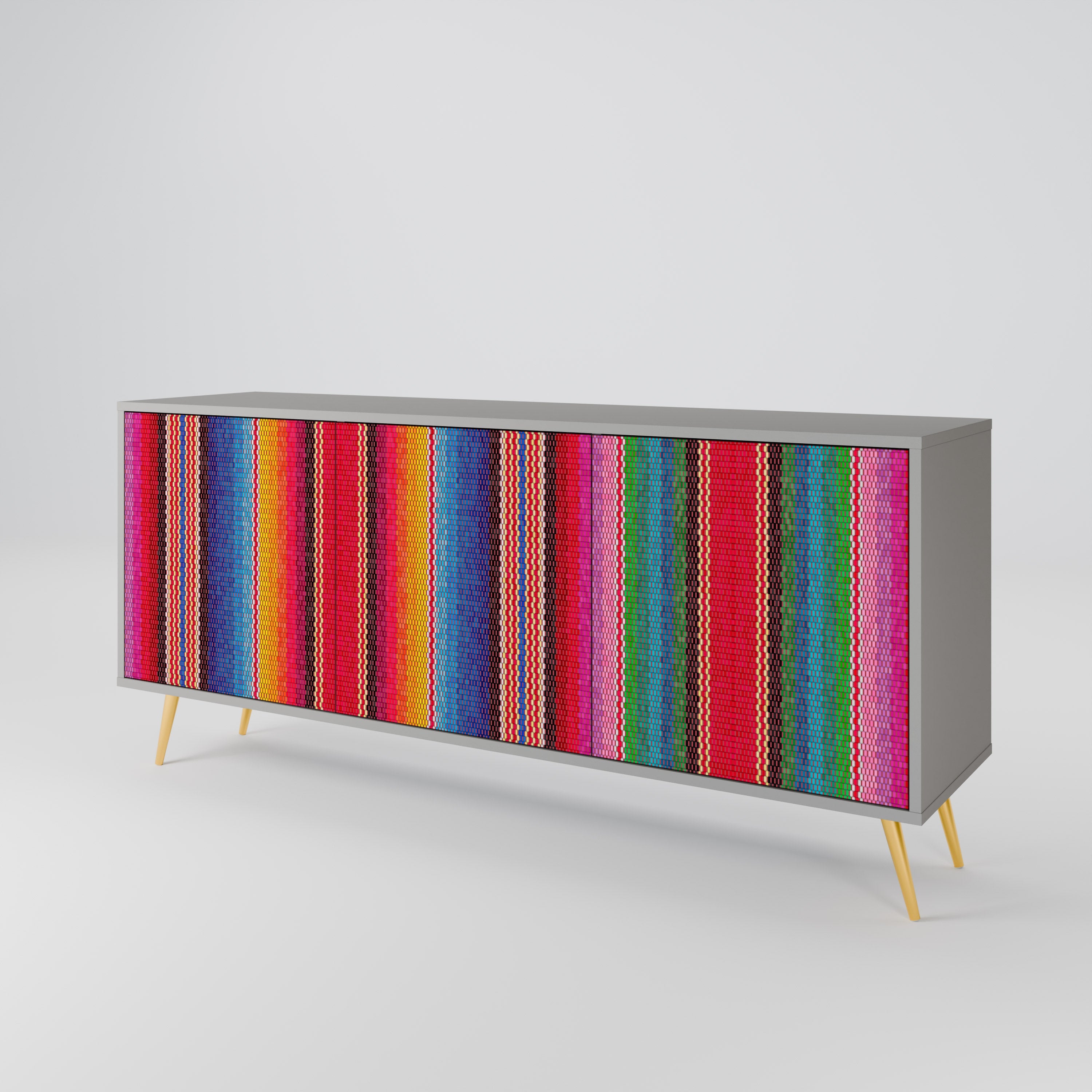 ETHNIC MEXICAN 3-türiges Sideboard in grauem Finish