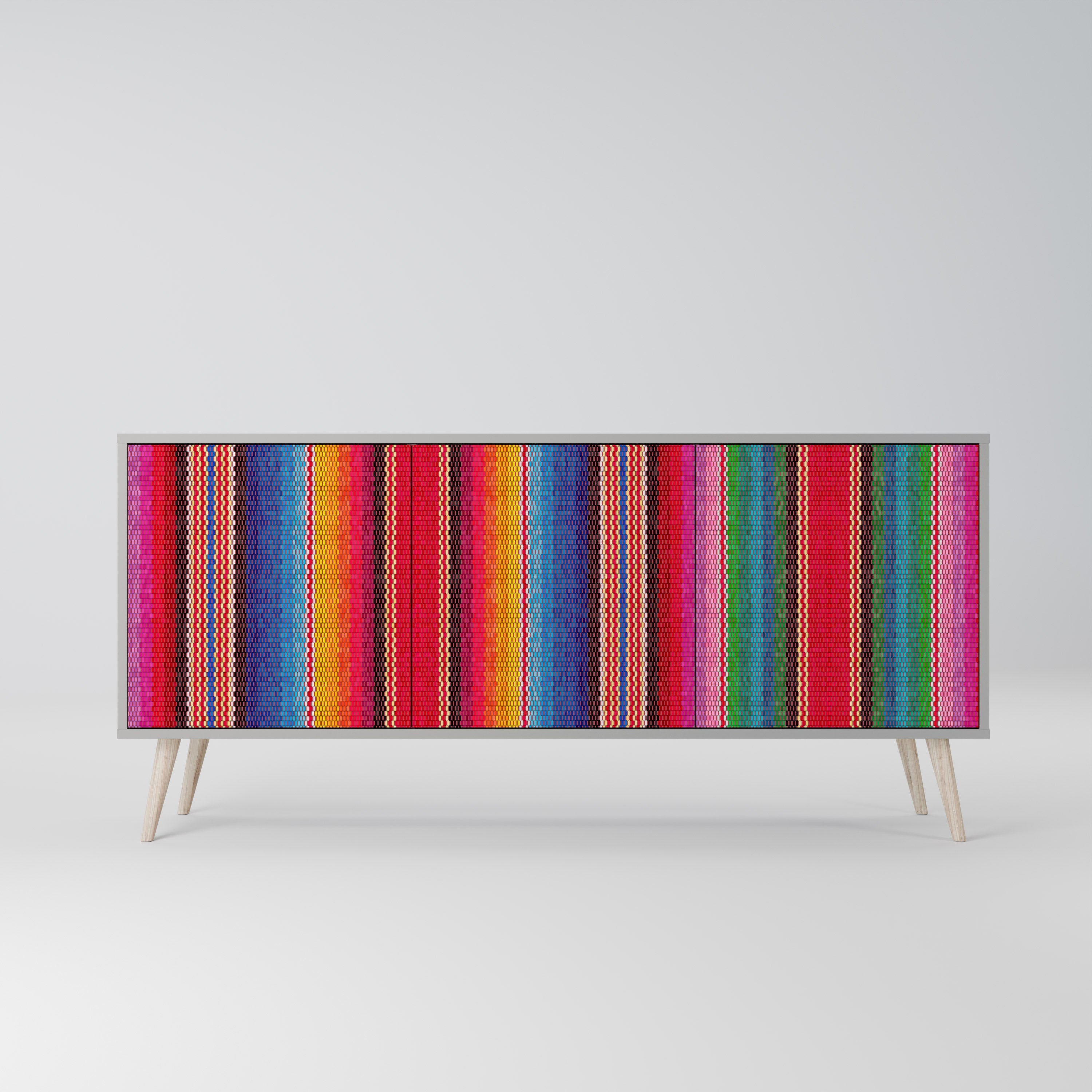 ETHNIC MEXICAN 3-türiges Sideboard in grauem Finish