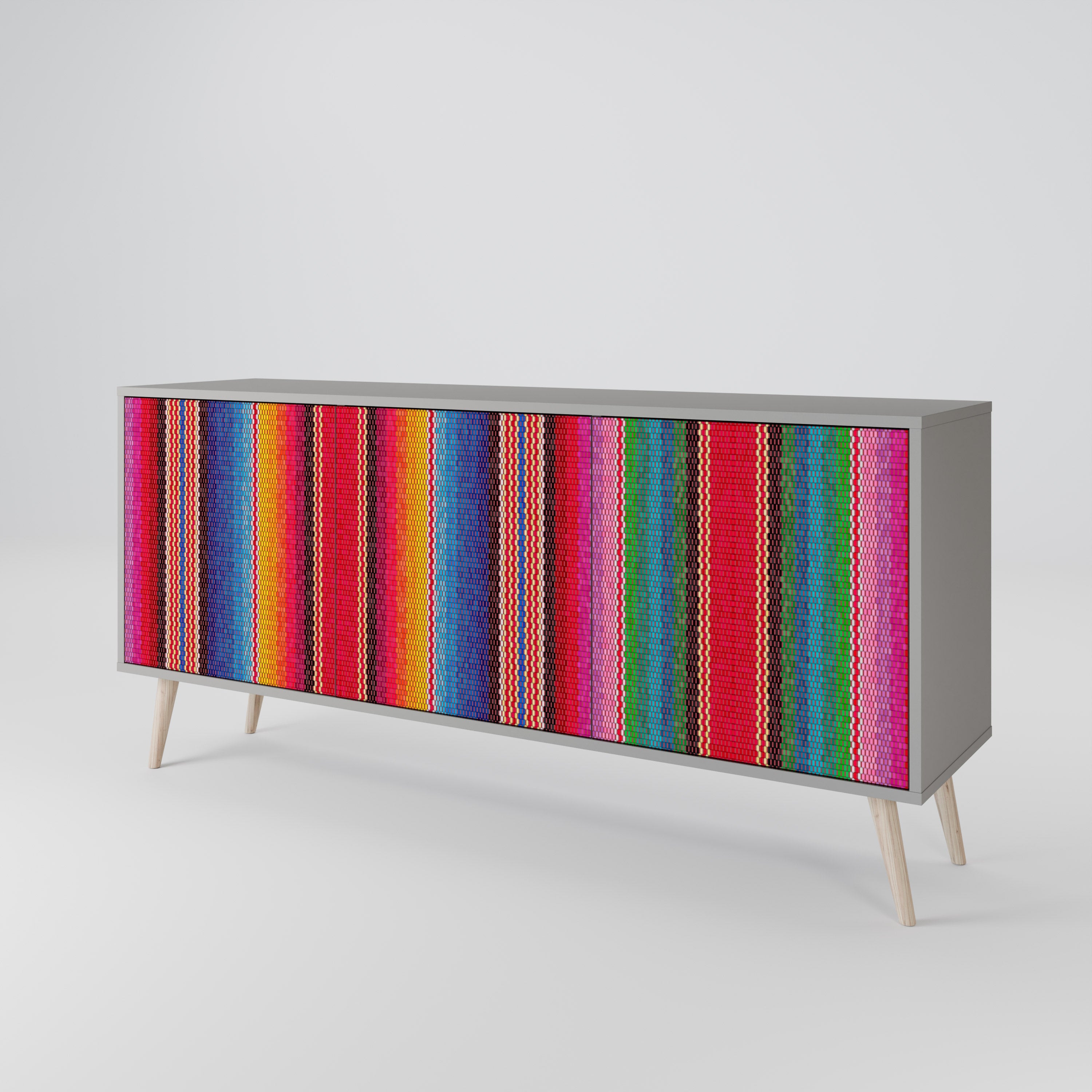 ETHNIC MEXICAN 3-türiges Sideboard in grauem Finish