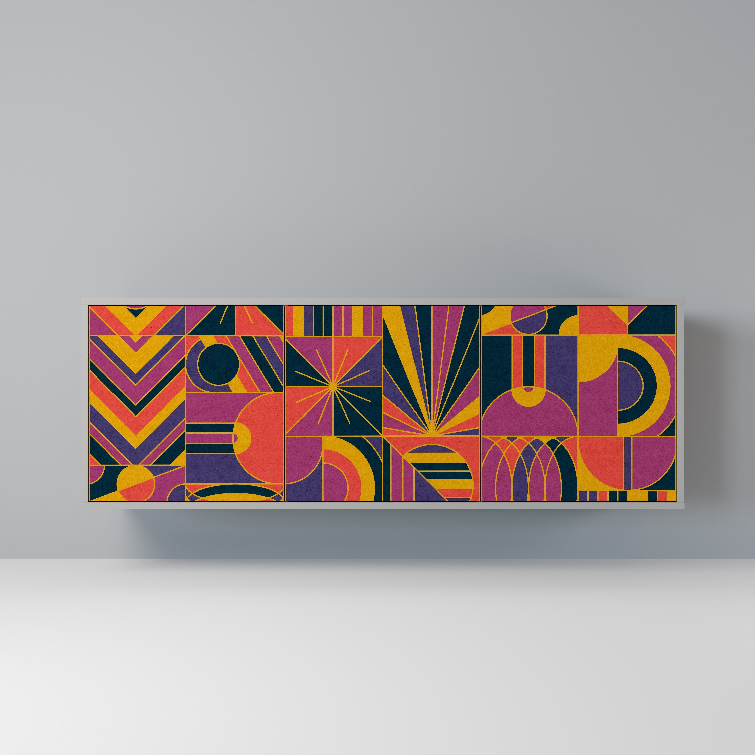 ELECTRIC PATTERNS Sideboard mit 3 Türen, graues Finish