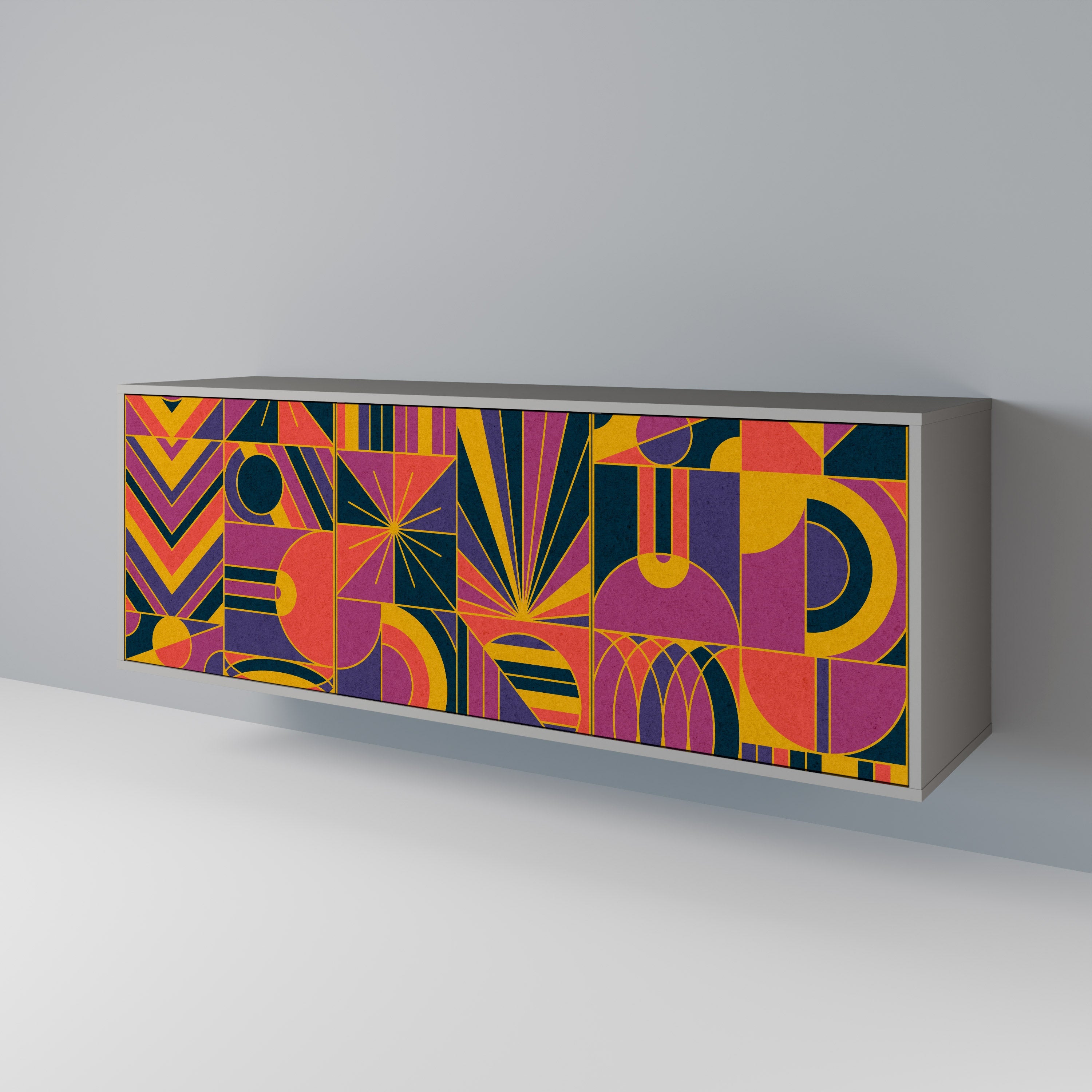 ELECTRIC PATTERNS Sideboard mit 3 Türen, graues Finish