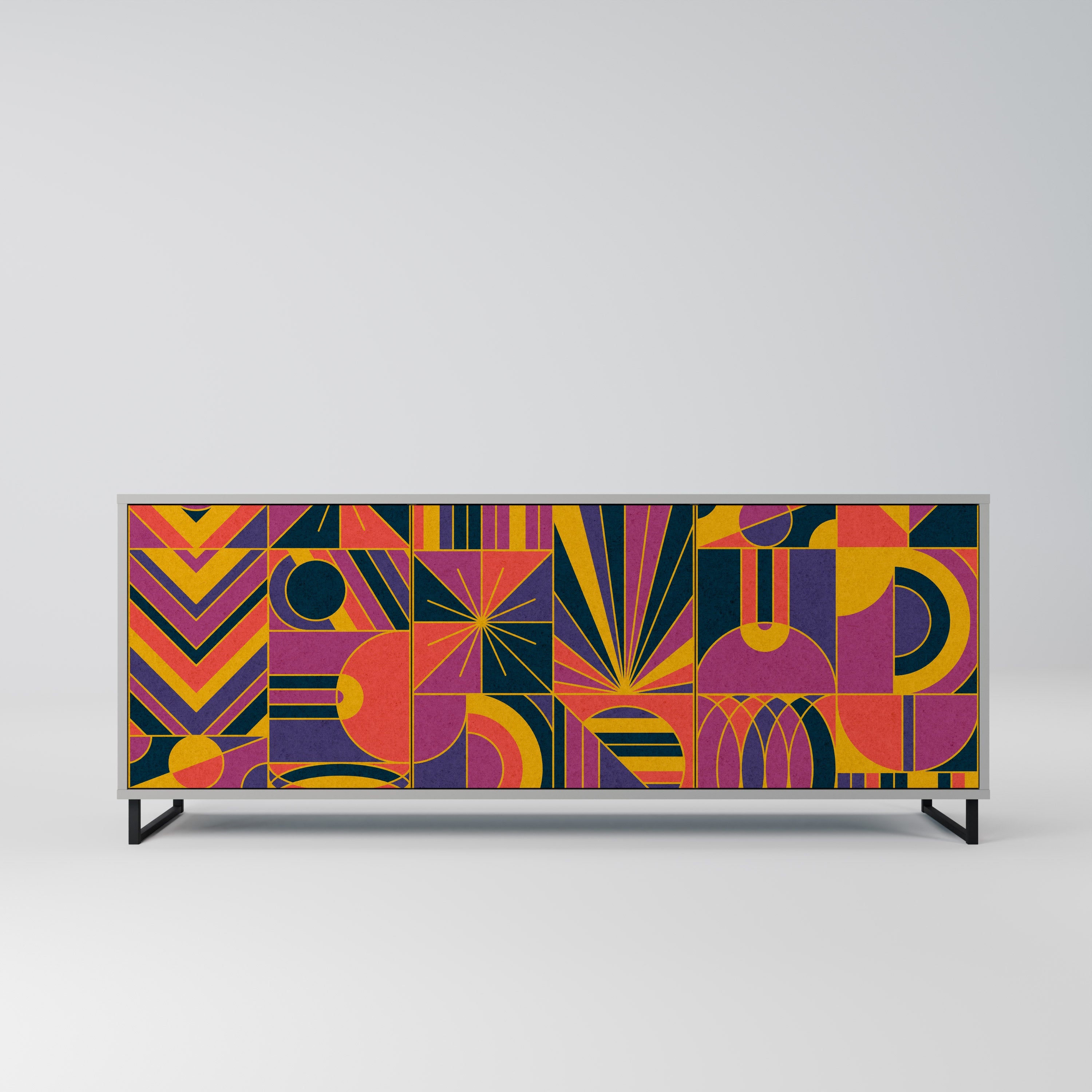 ELECTRIC PATTERNS Sideboard mit 3 Türen, graues Finish