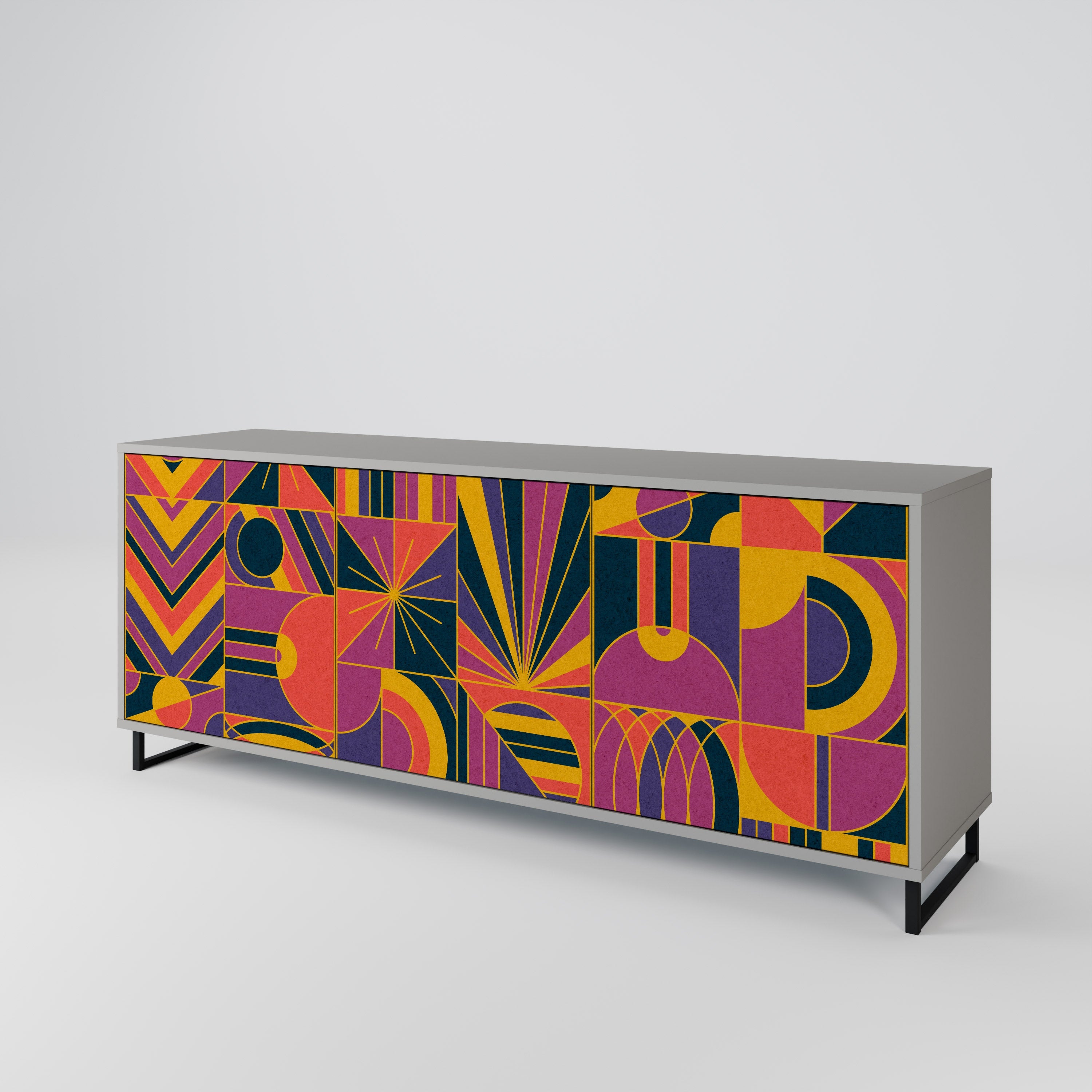 ELECTRIC PATTERNS Sideboard mit 3 Türen, graues Finish