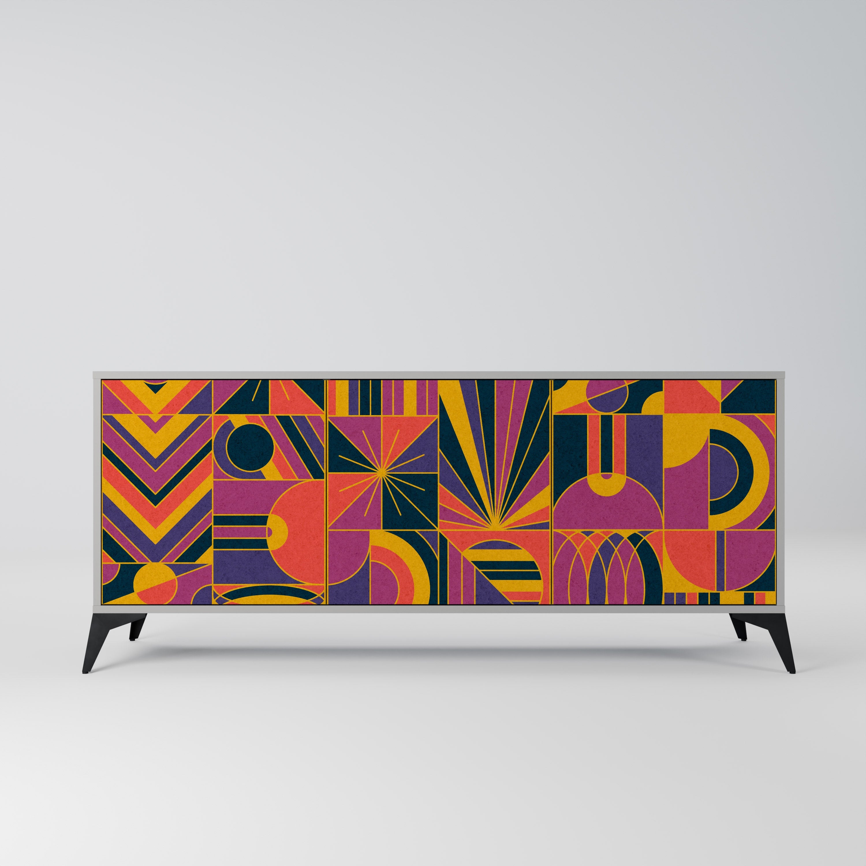 ELECTRIC PATTERNS Sideboard mit 3 Türen, graues Finish