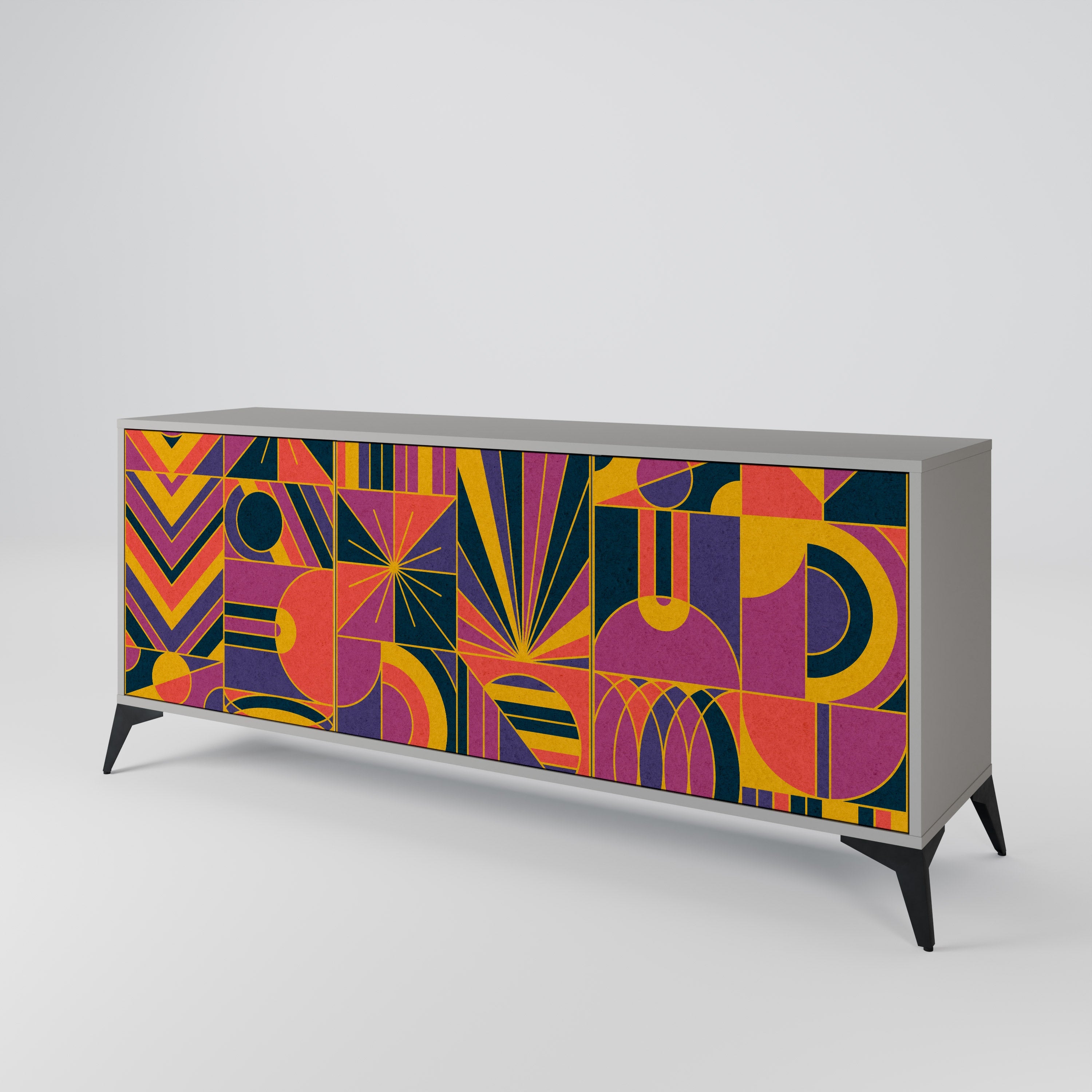 ELECTRIC PATTERNS Sideboard mit 3 Türen, graues Finish
