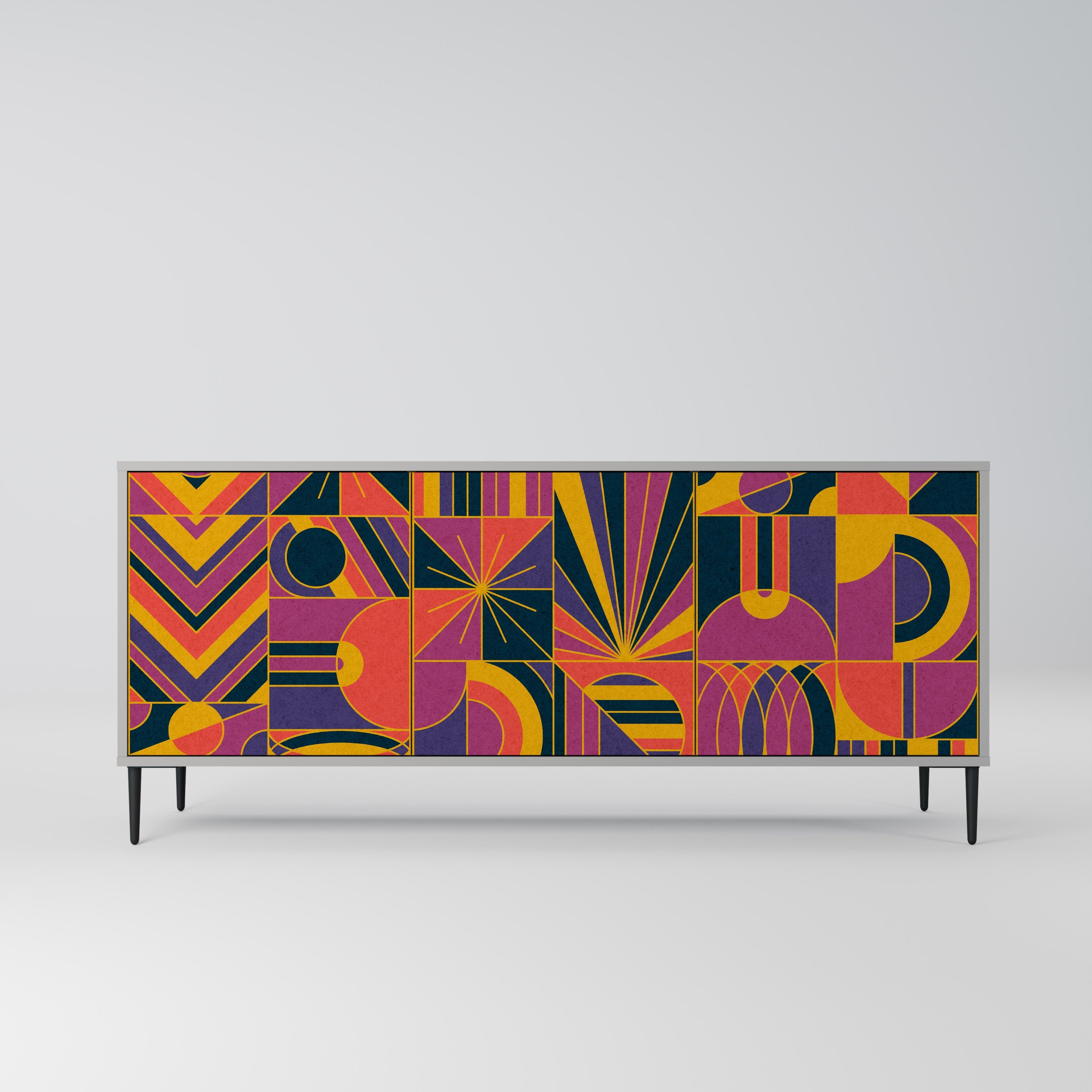 ELECTRIC PATTERNS Sideboard mit 3 Türen, graues Finish