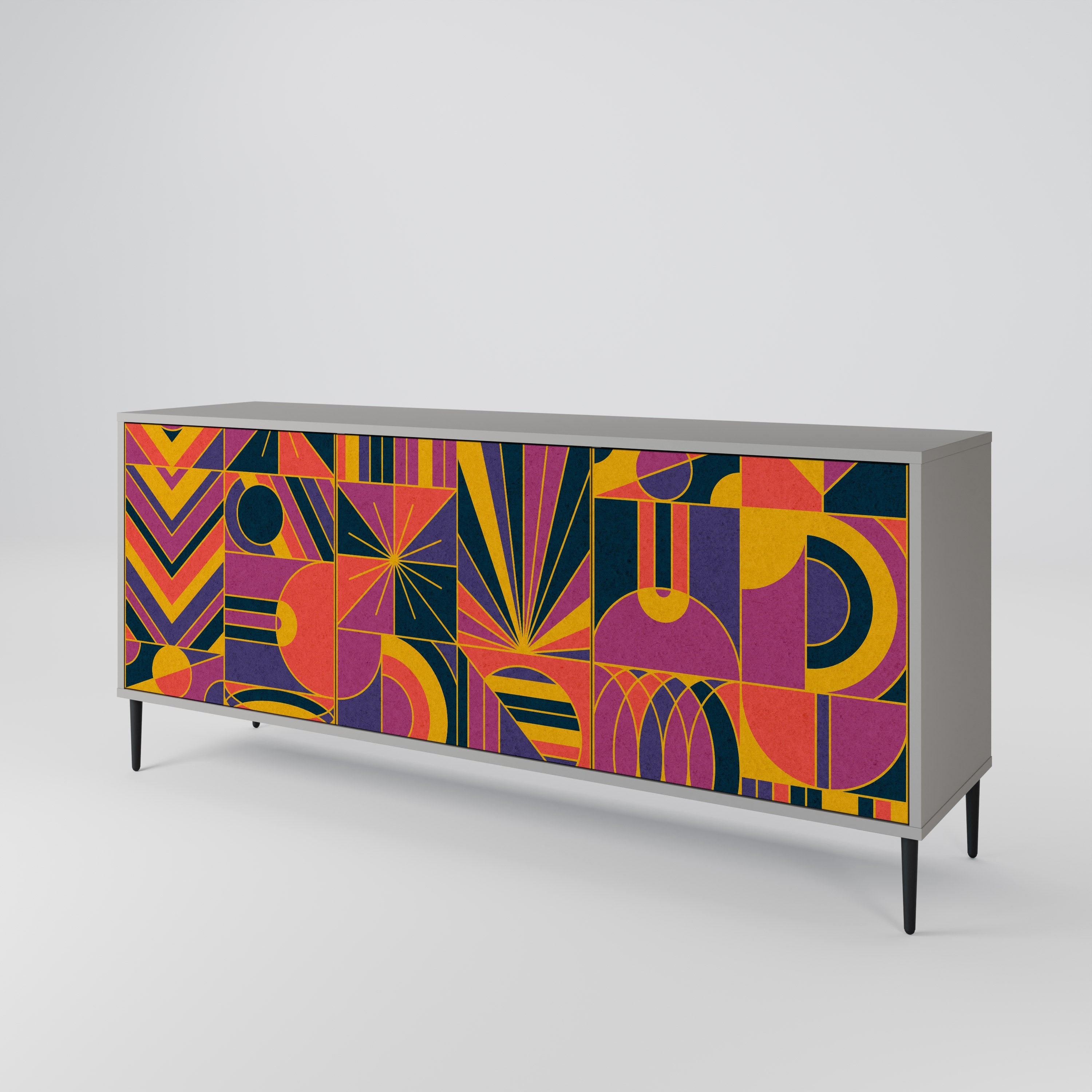ELECTRIC PATTERNS Sideboard mit 3 Türen, graues Finish