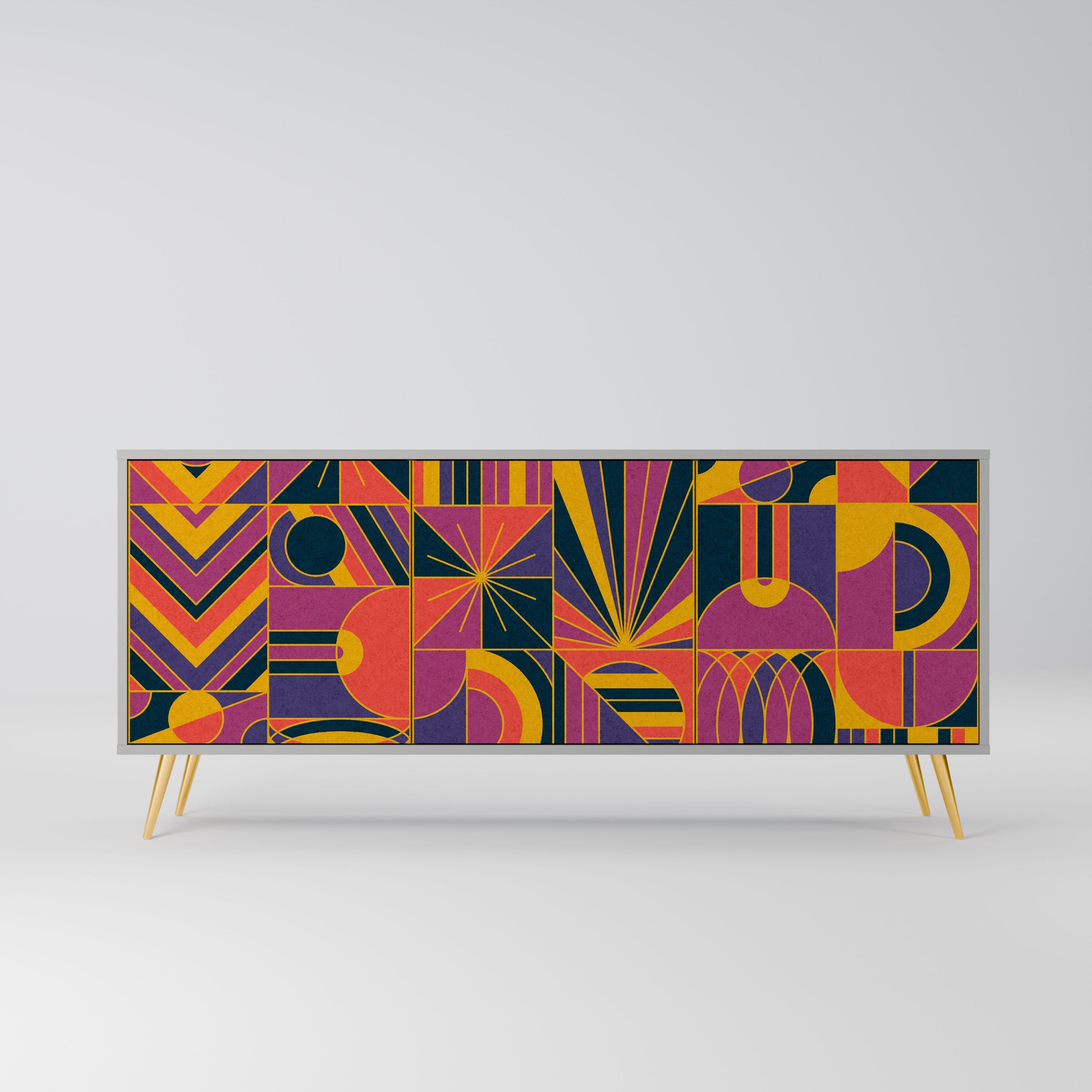 ELECTRIC PATTERNS Sideboard mit 3 Türen, graues Finish