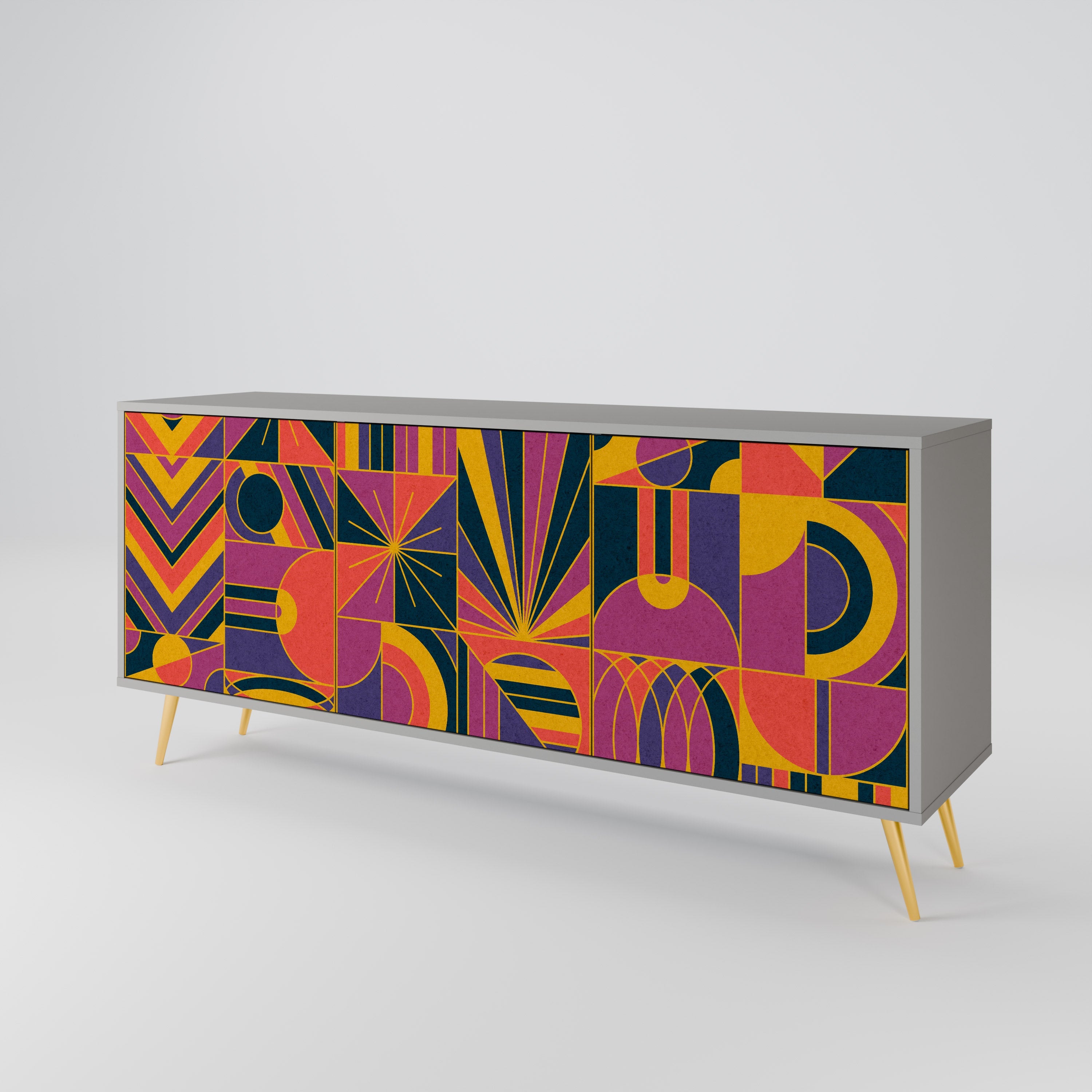 ELECTRIC PATTERNS Sideboard mit 3 Türen, graues Finish