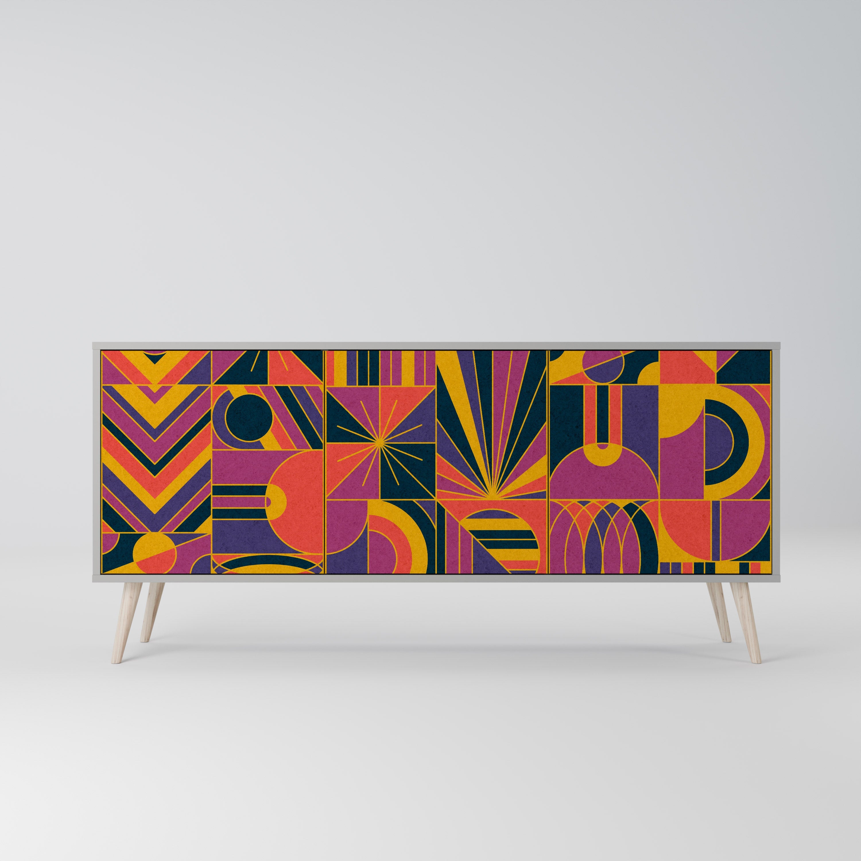 ELECTRIC PATTERNS Sideboard mit 3 Türen, graues Finish