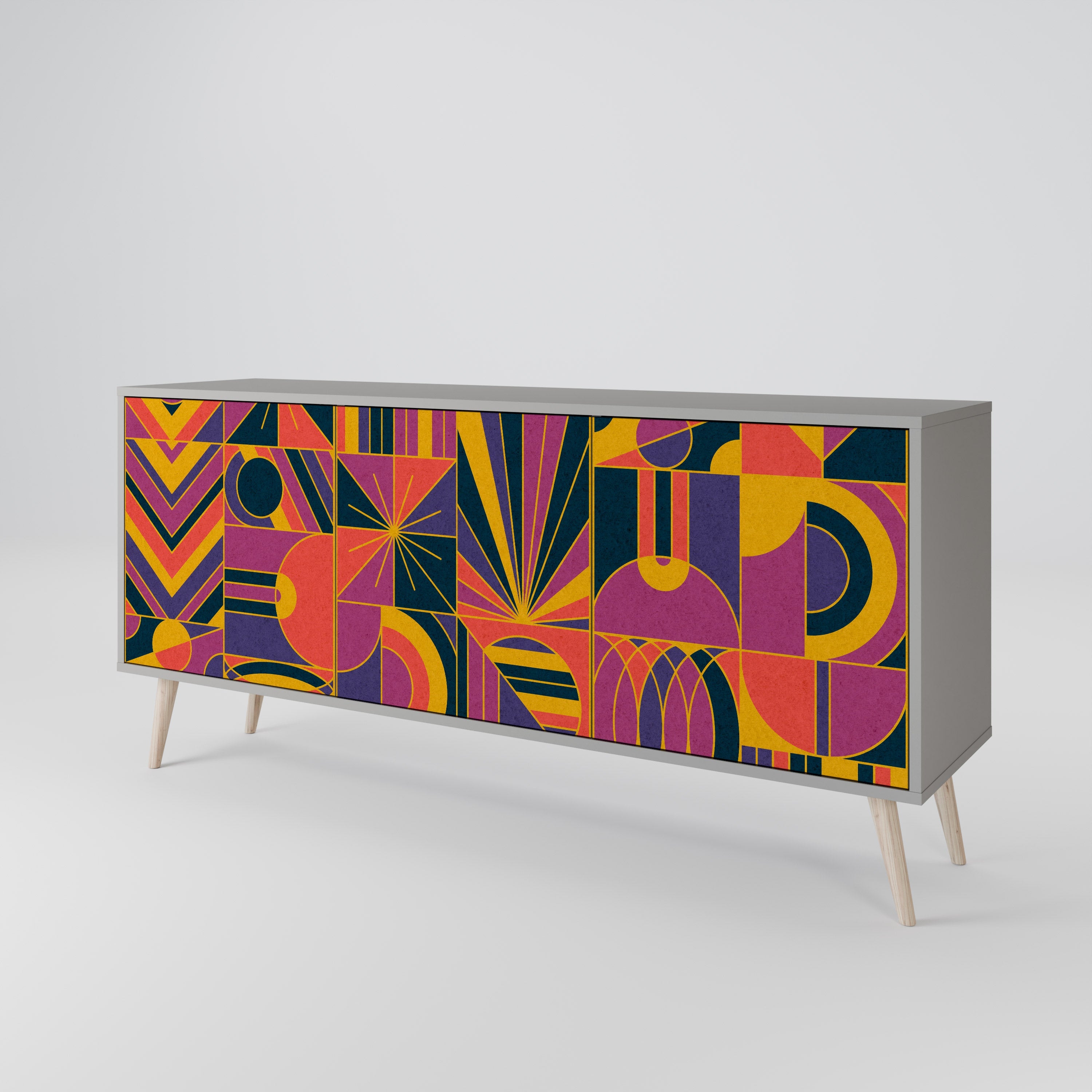 ELECTRIC PATTERNS Sideboard mit 3 Türen, graues Finish