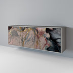 GILDED SWIRLS Sideboard mit 3 Türen in Grau