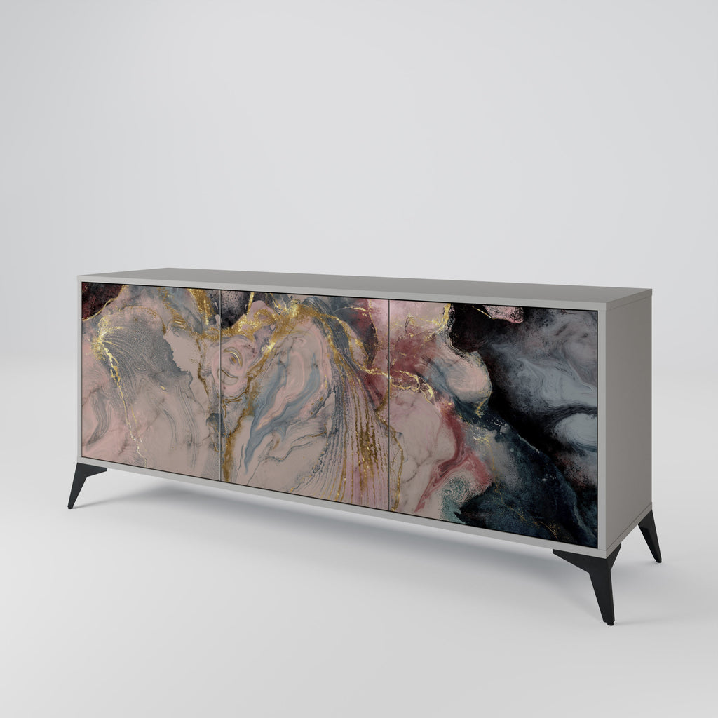 GILDED SWIRLS Sideboard mit 3 Türen in grauem Finish