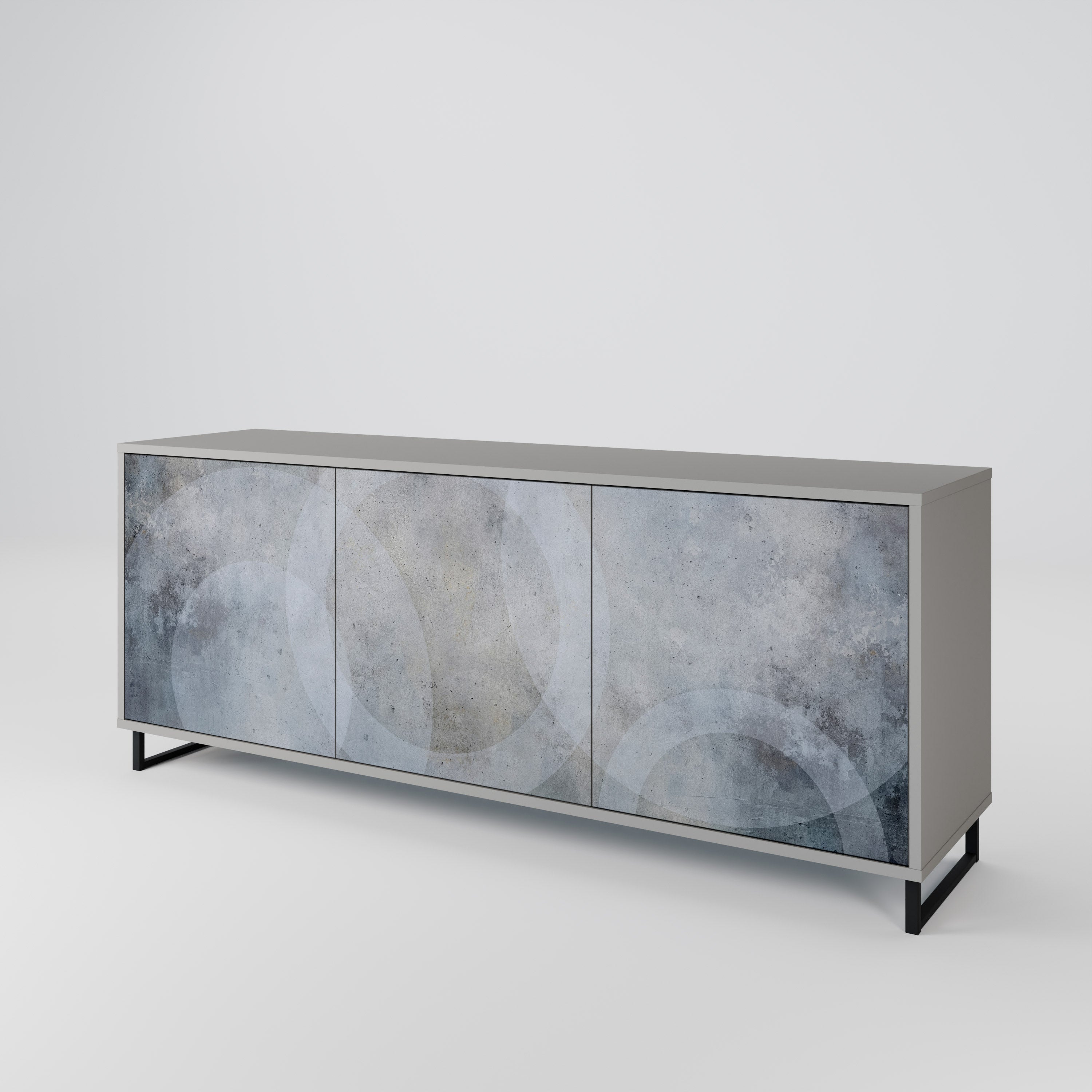 MUTED ARC Sideboard mit 3 Türen in grauem Finish