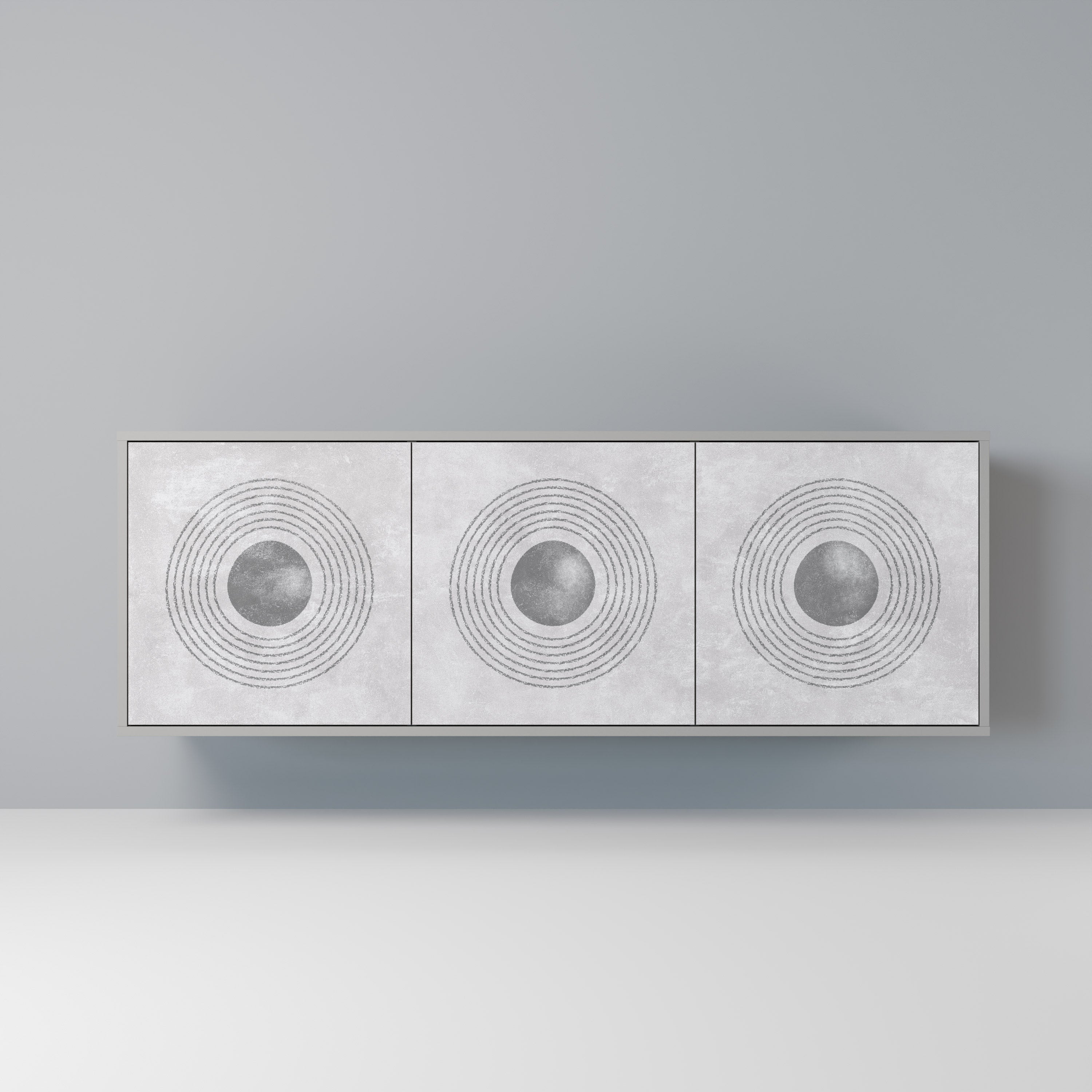 SOLID CIRCLES Sideboard mit 3 Türen in grauer Ausführung