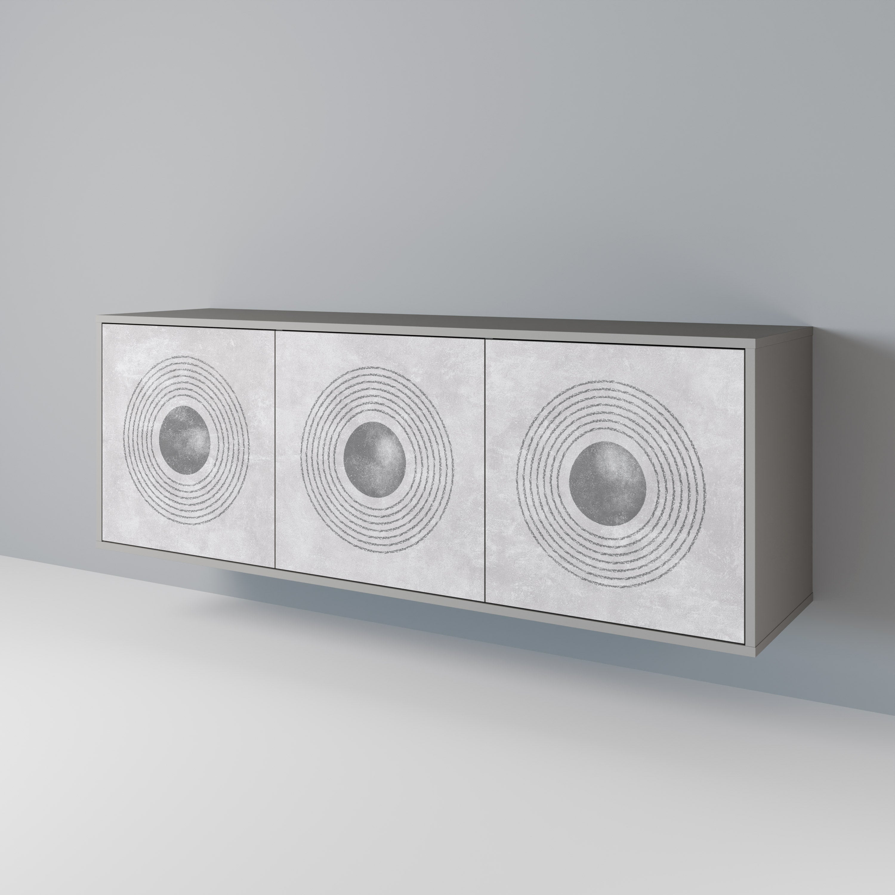 SOLID CIRCLES Sideboard mit 3 Türen in grauer Ausführung