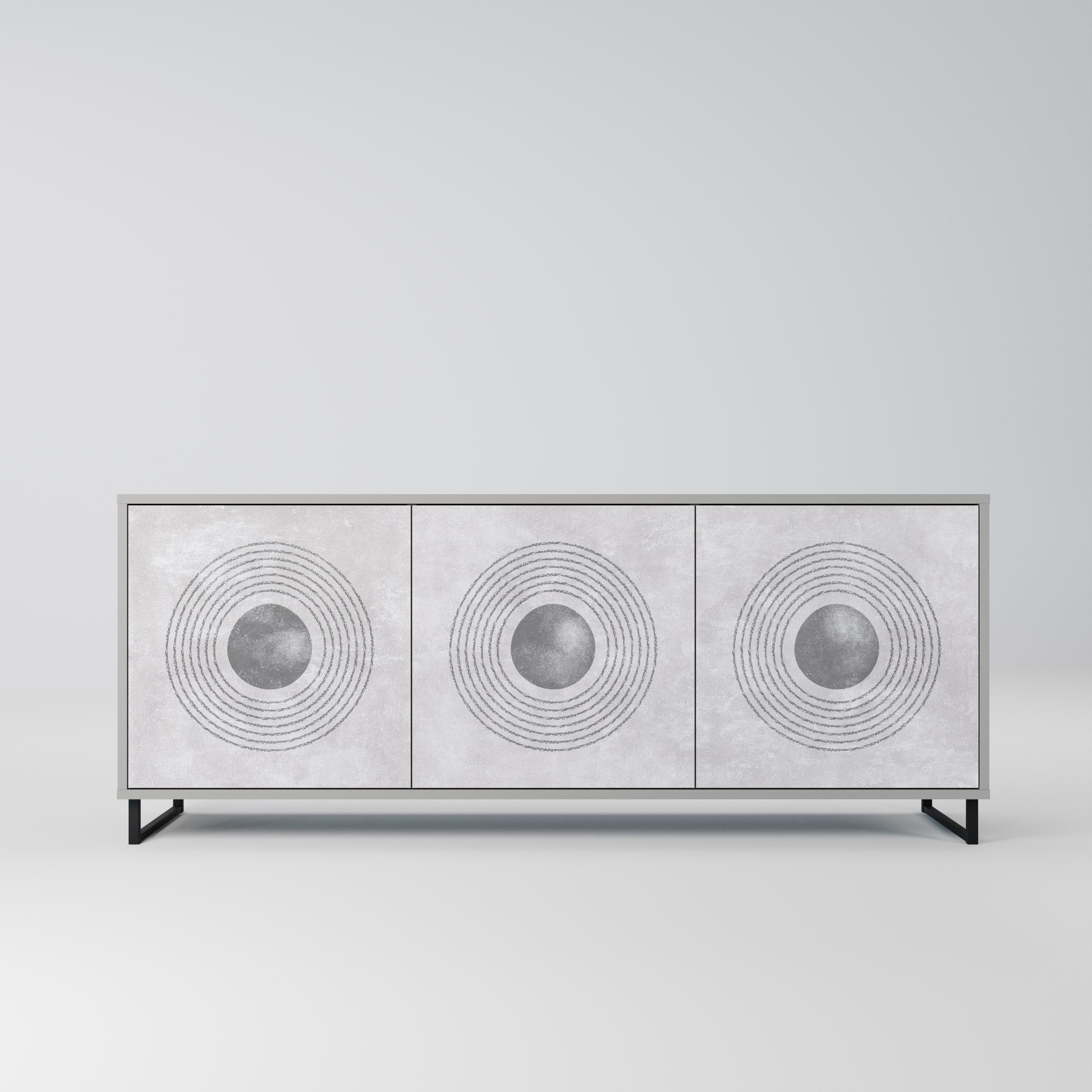 SOLID CIRCLES Sideboard mit 3 Türen in grauer Ausführung