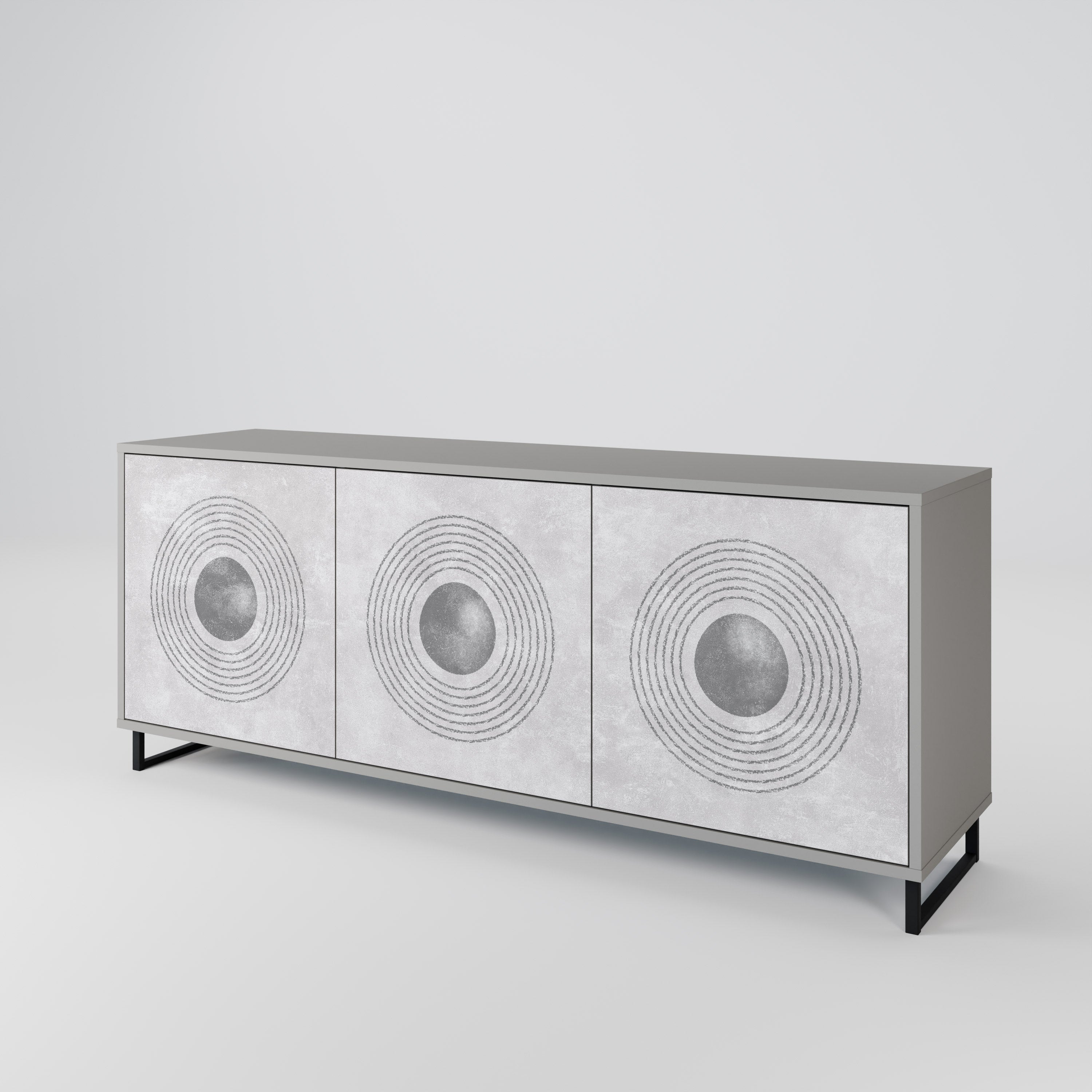 SOLID CIRCLES Sideboard mit 3 Türen in grauer Ausführung