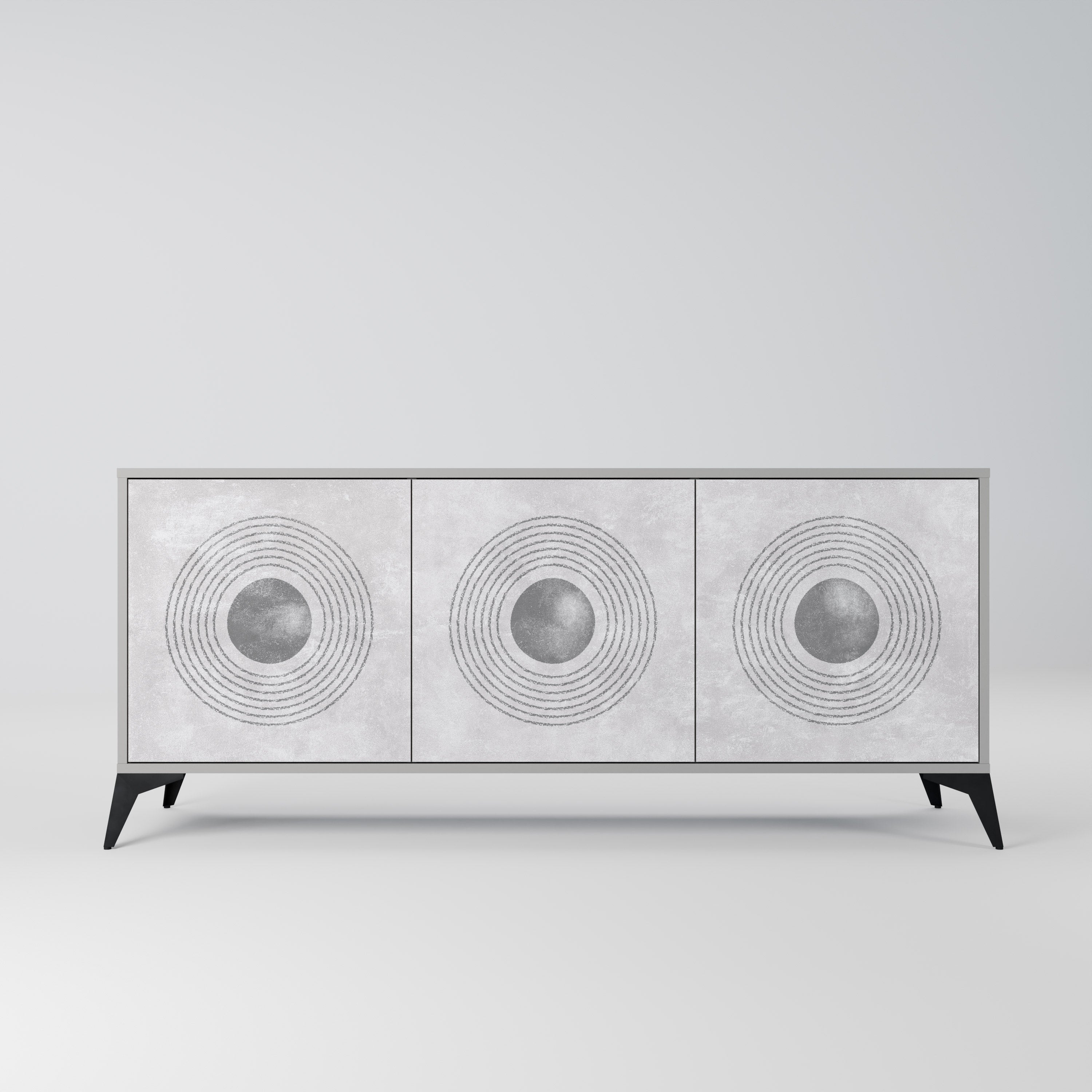SOLID CIRCLES Sideboard mit 3 Türen in grauer Ausführung