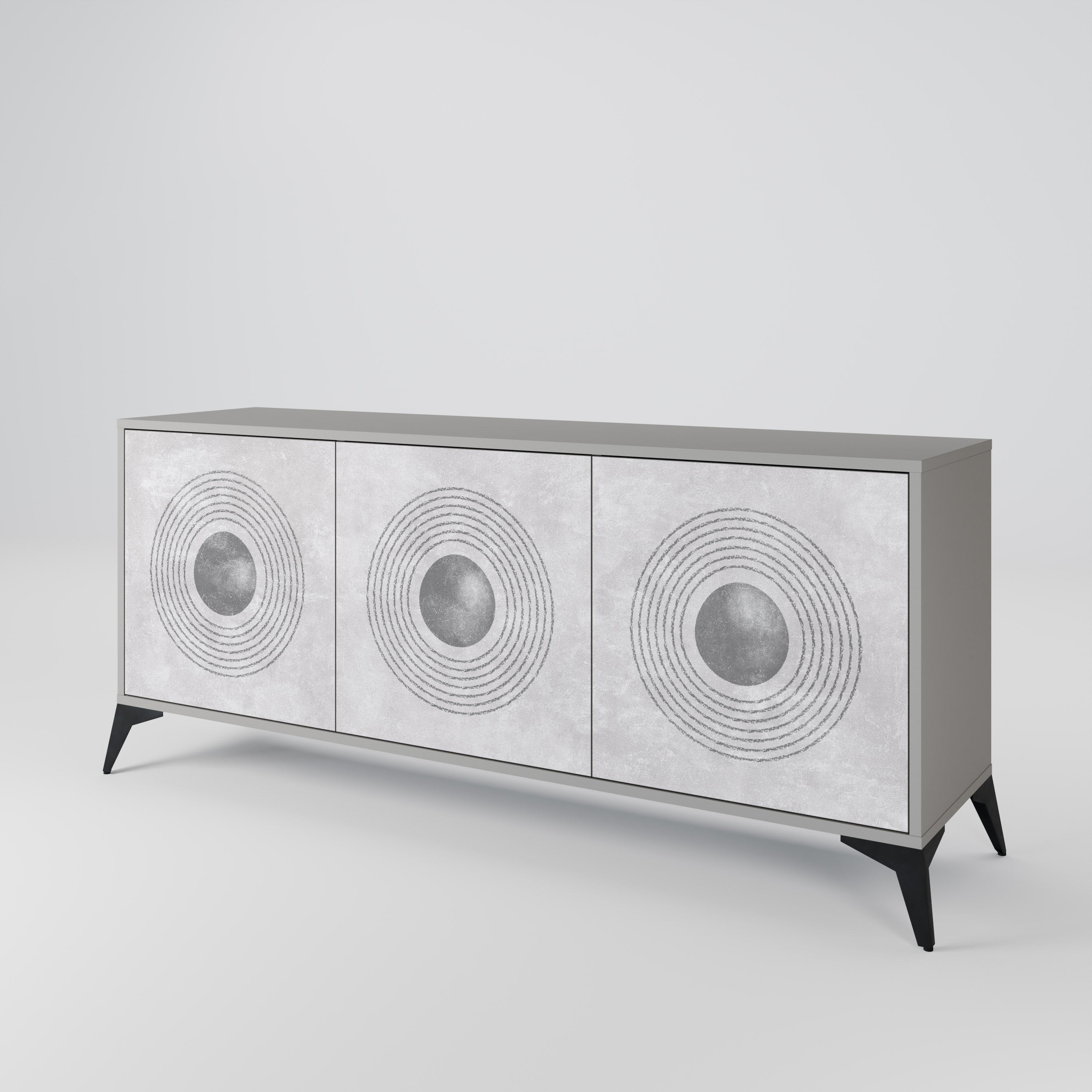 SOLID CIRCLES Sideboard mit 3 Türen in grauer Ausführung