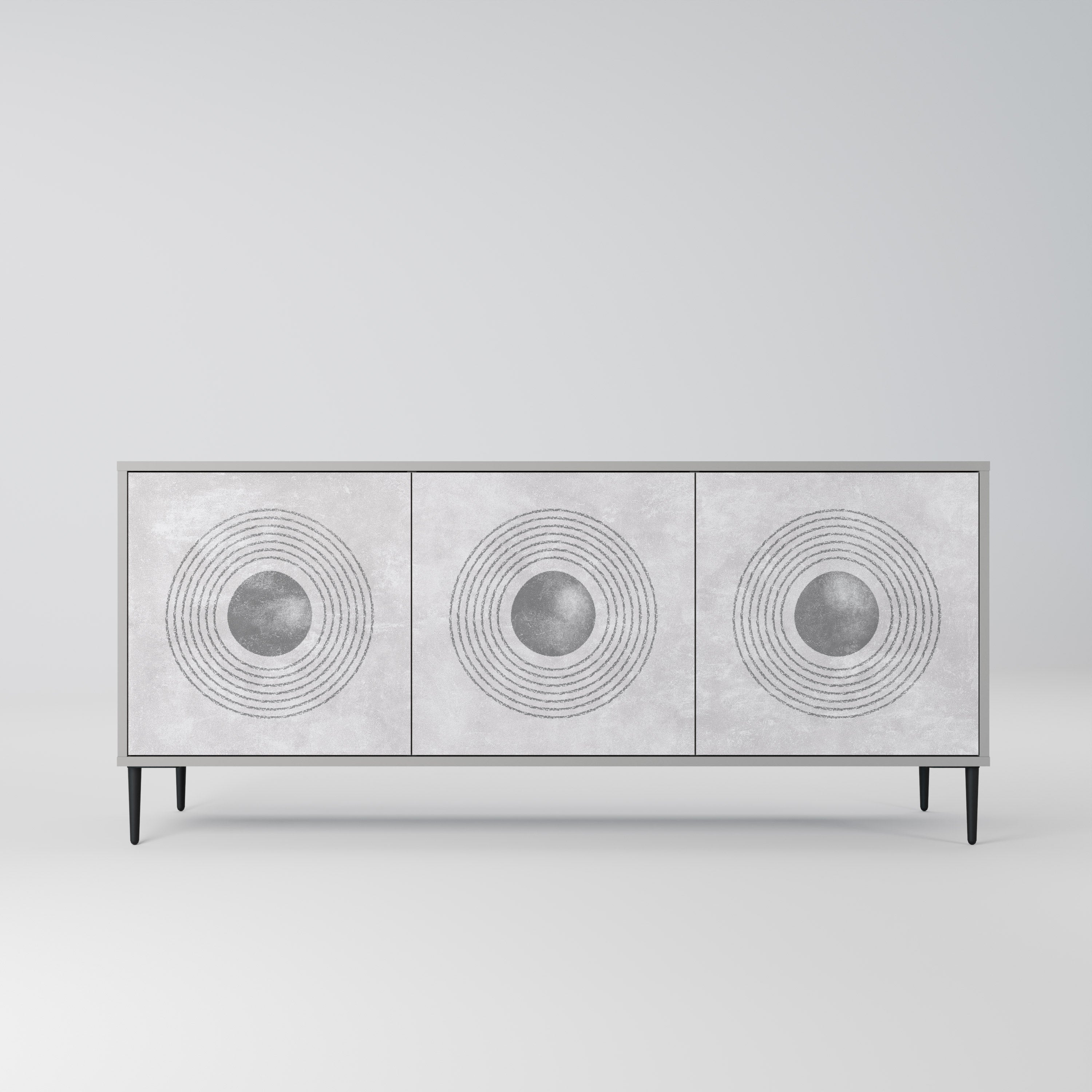 SOLID CIRCLES Sideboard mit 3 Türen in grauer Ausführung