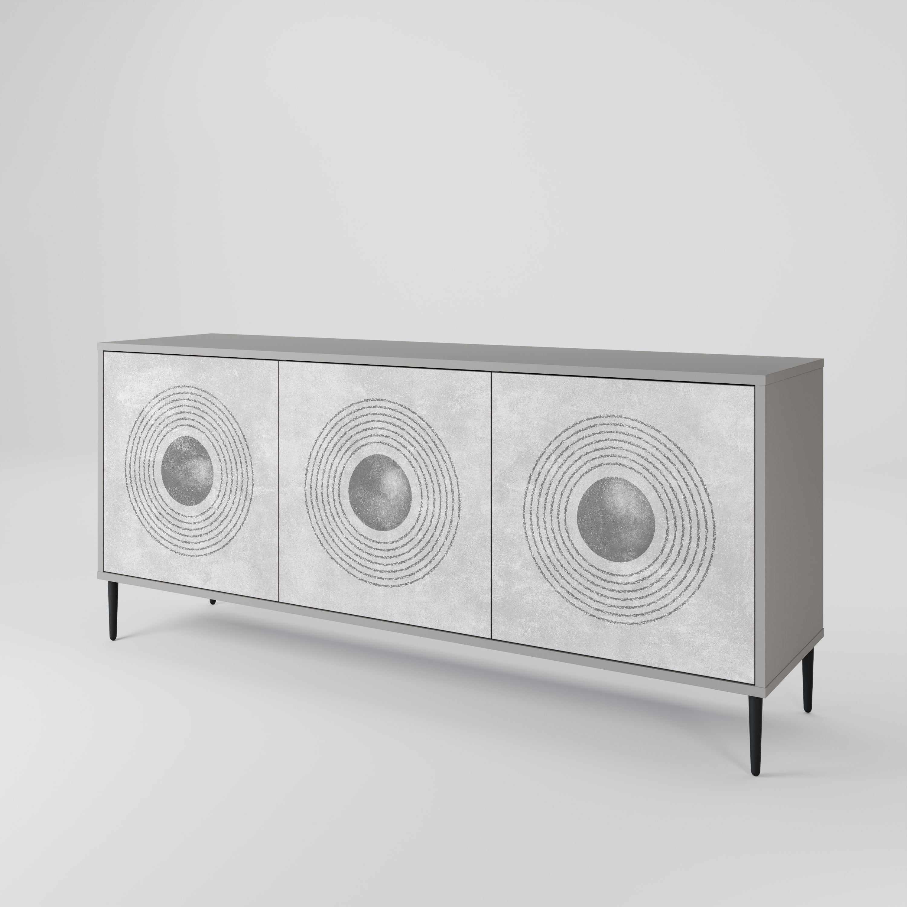 SOLID CIRCLES Sideboard mit 3 Türen in grauer Ausführung