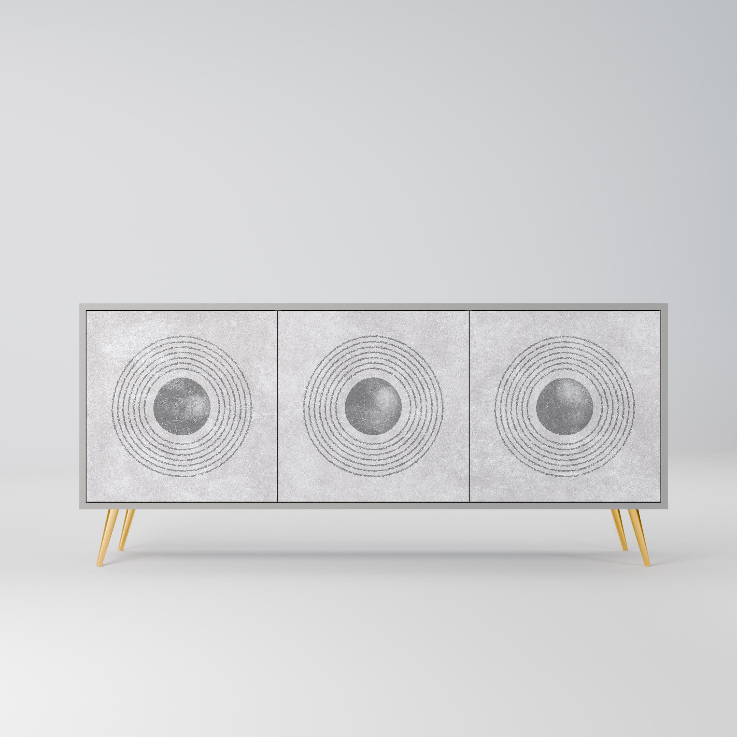 SOLID CIRCLES Sideboard mit 3 Türen in grauer Ausführung