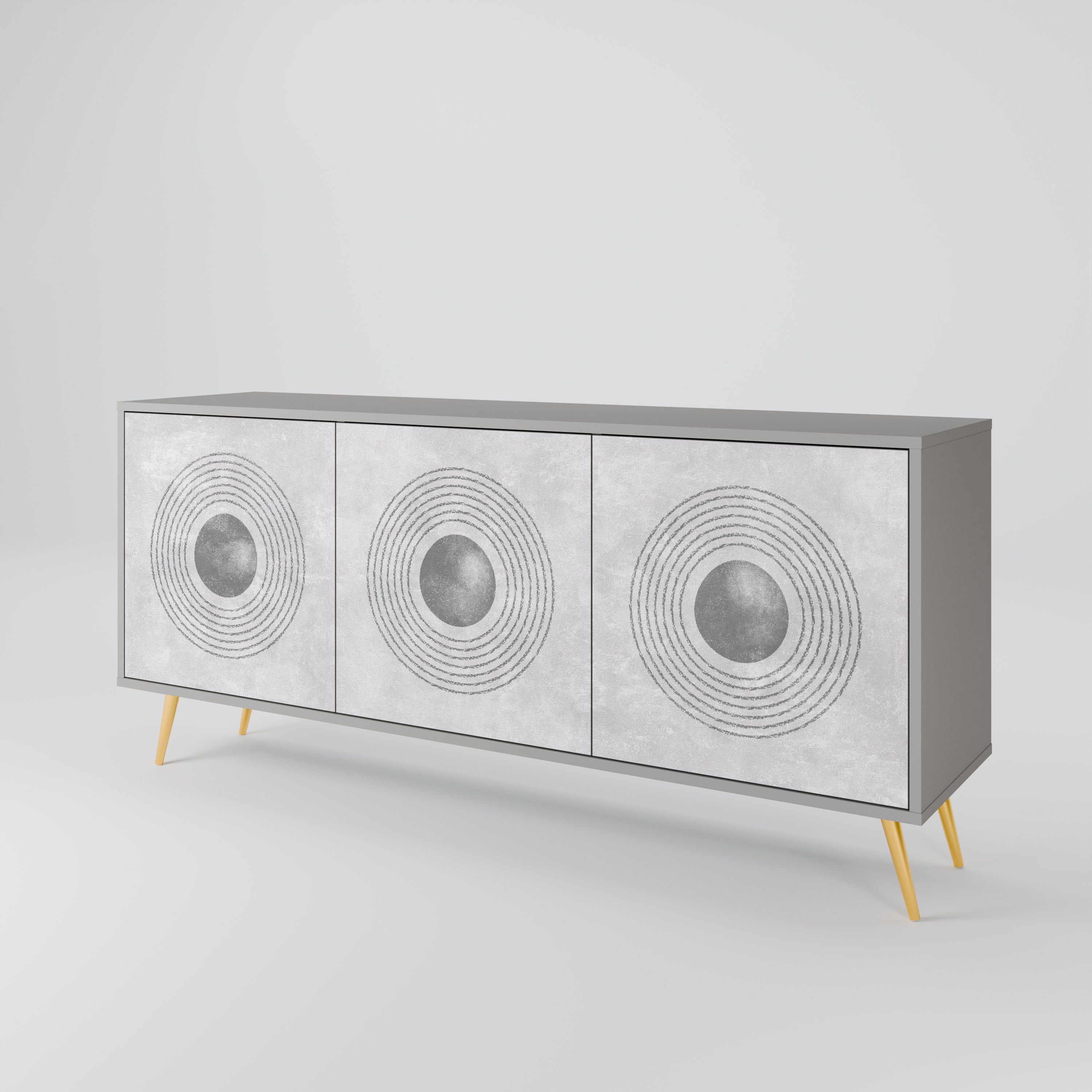 SOLID CIRCLES Sideboard mit 3 Türen in grauer Ausführung