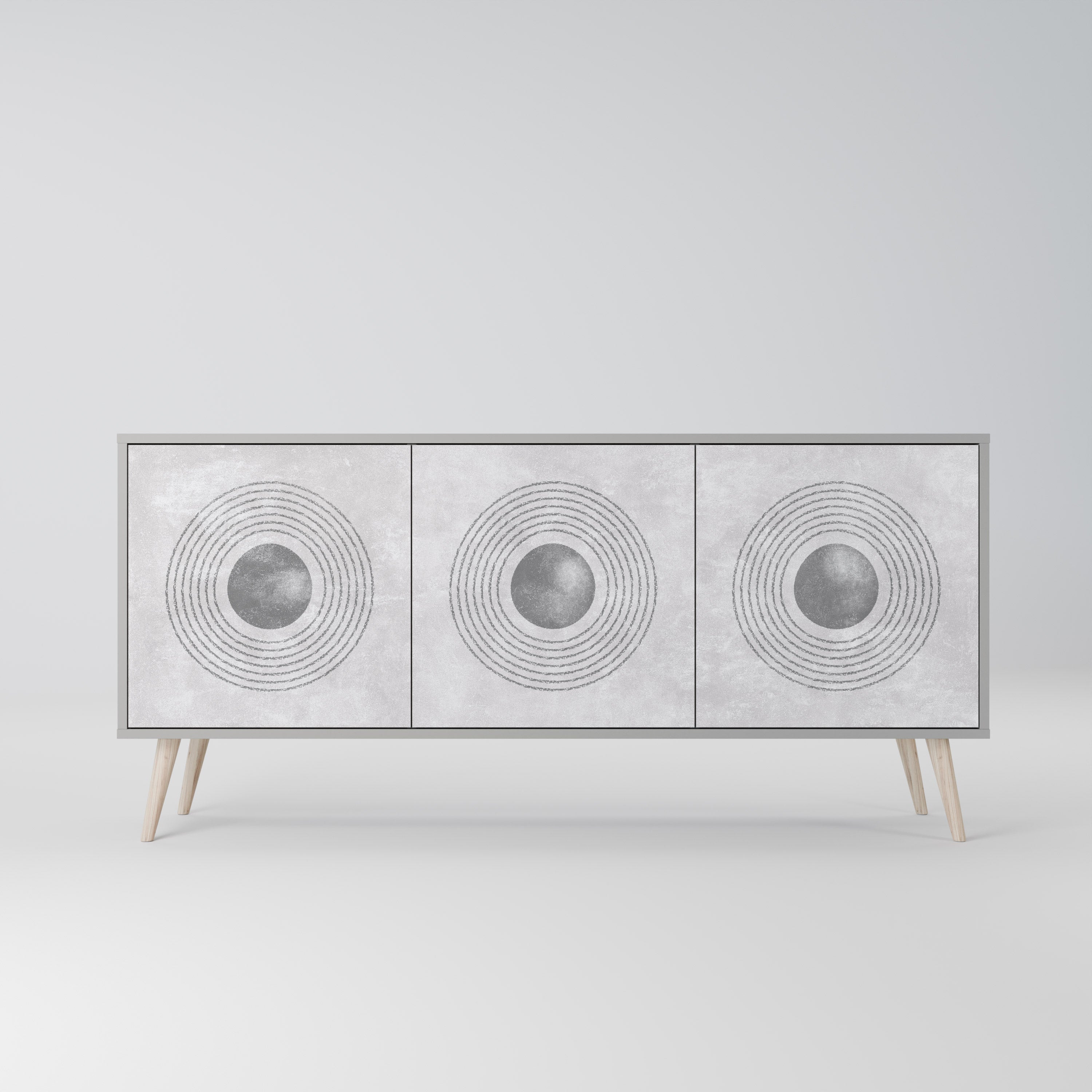 SOLID CIRCLES Sideboard mit 3 Türen in grauer Ausführung