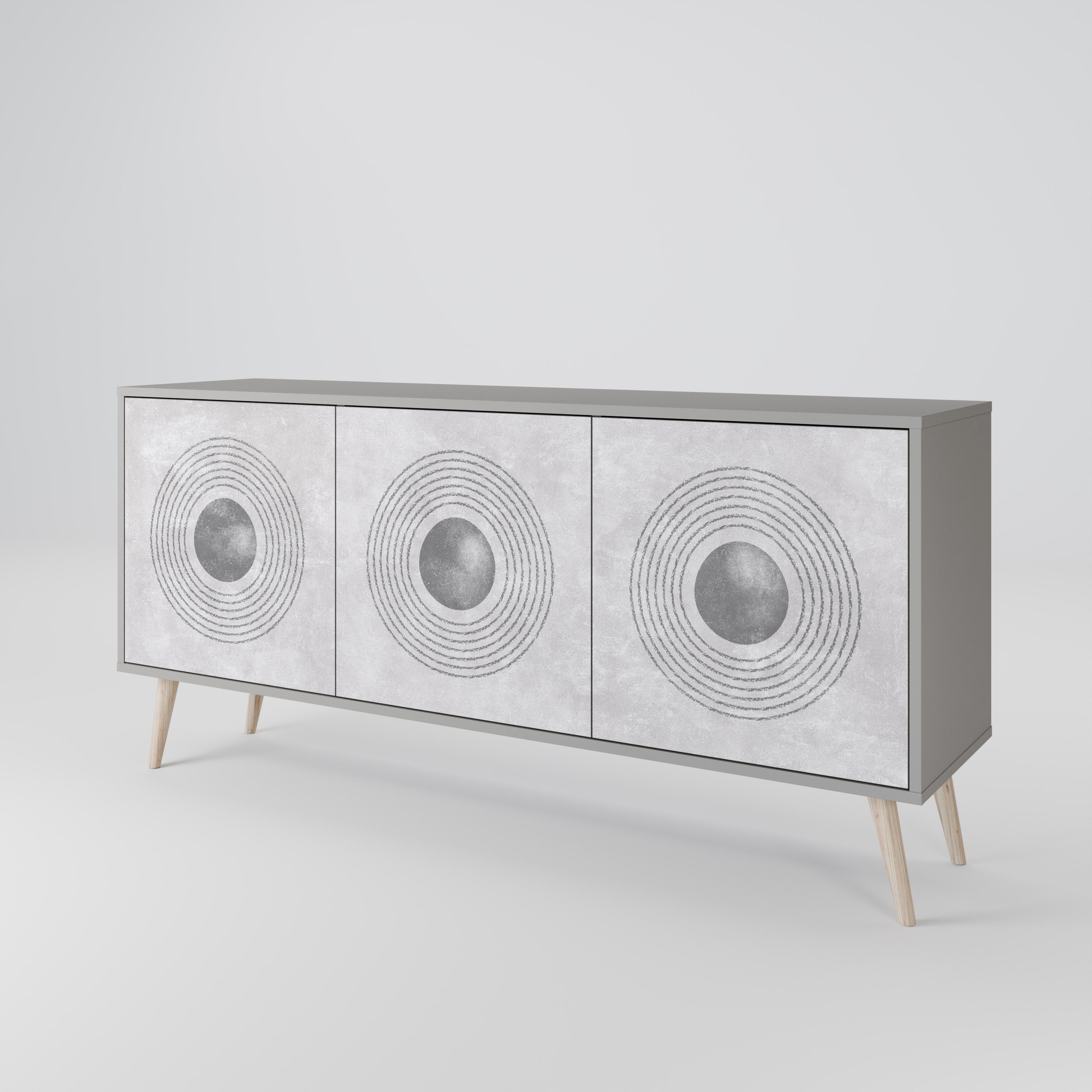 SOLID CIRCLES Sideboard mit 3 Türen in grauer Ausführung