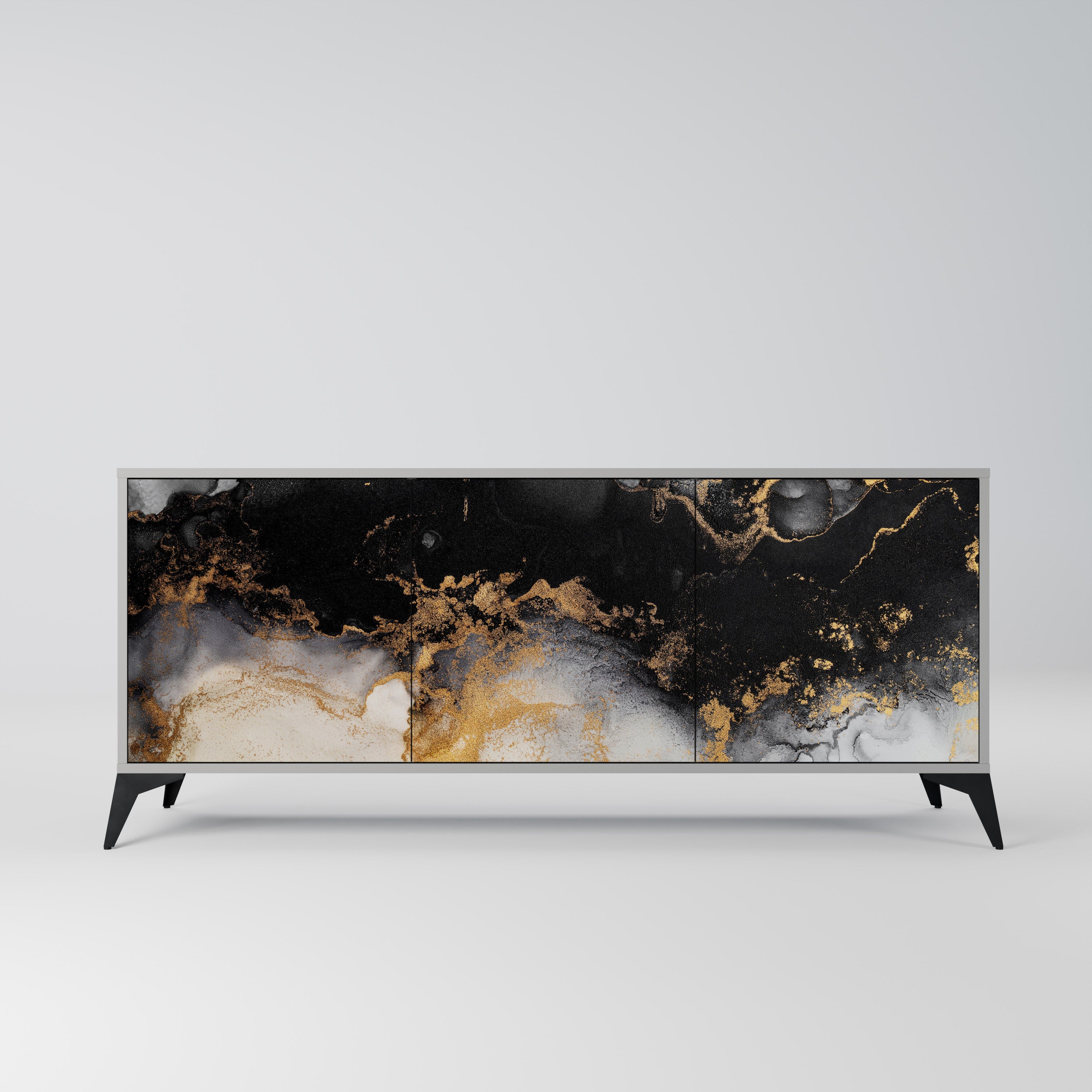 MARBLE OF TOMMORROW Sideboard mit 3 Türen in grauem Finish