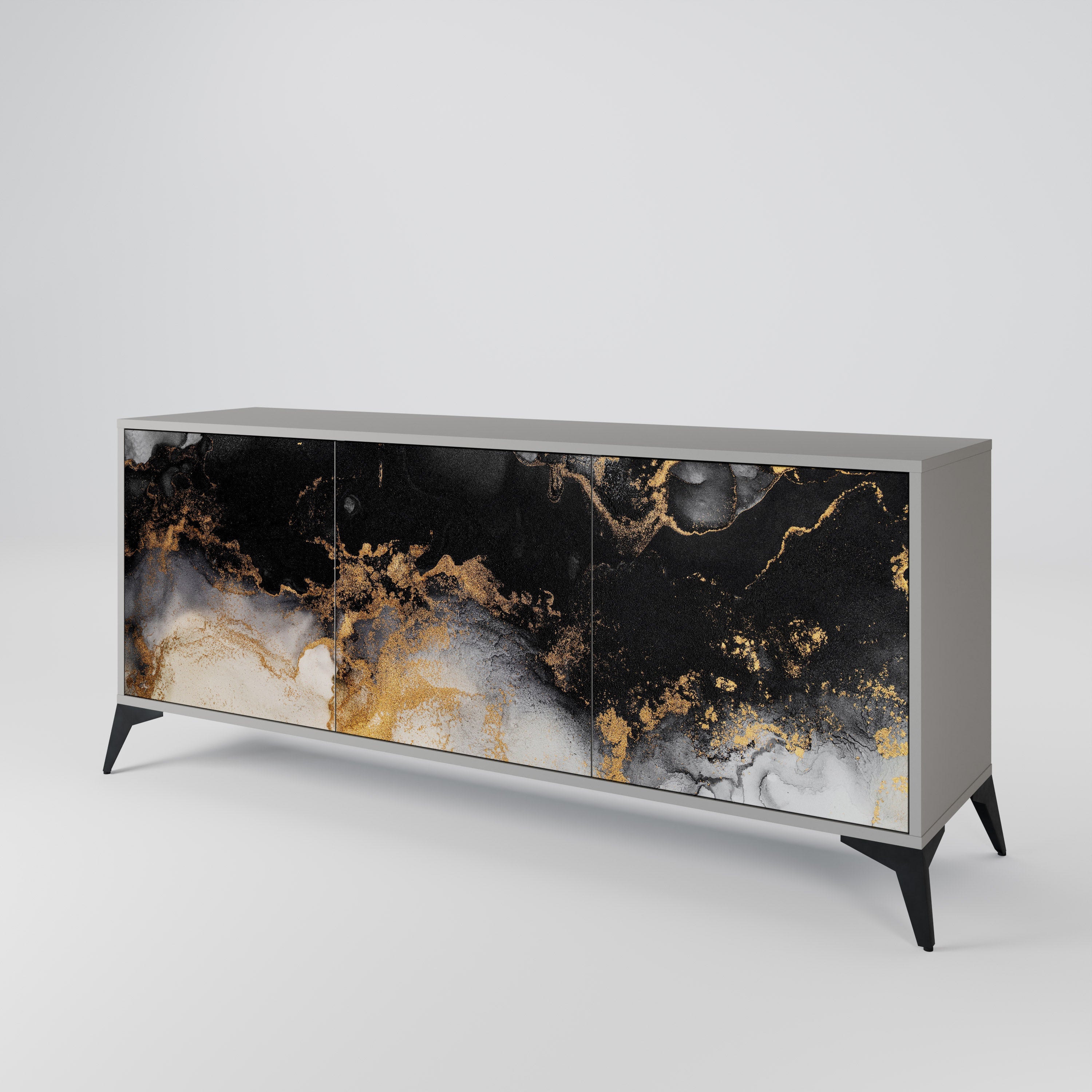 MARBLE OF TOMMORROW Sideboard mit 3 Türen in grauem Finish