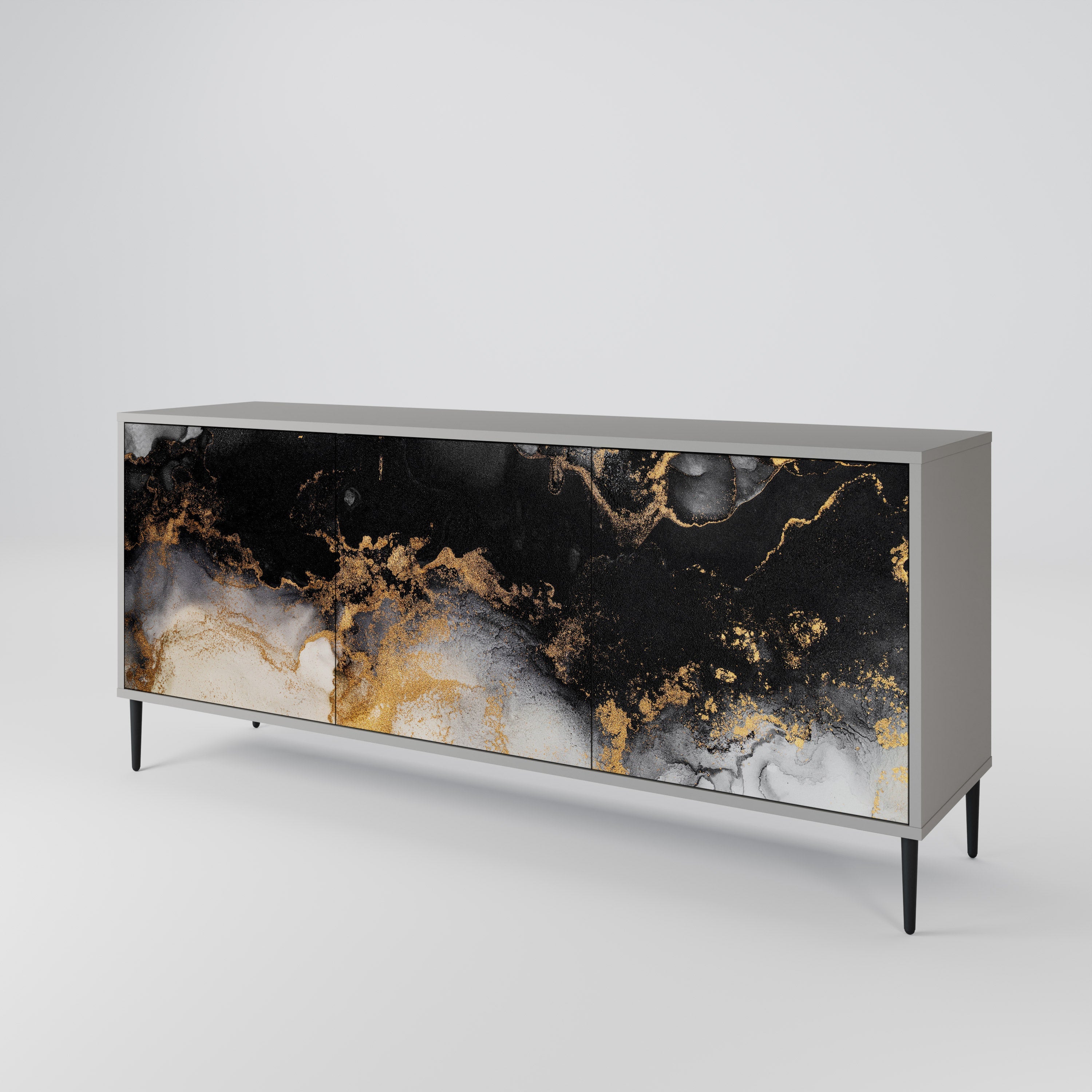 MARBLE OF TOMMORROW Sideboard mit 3 Türen in grauem Finish