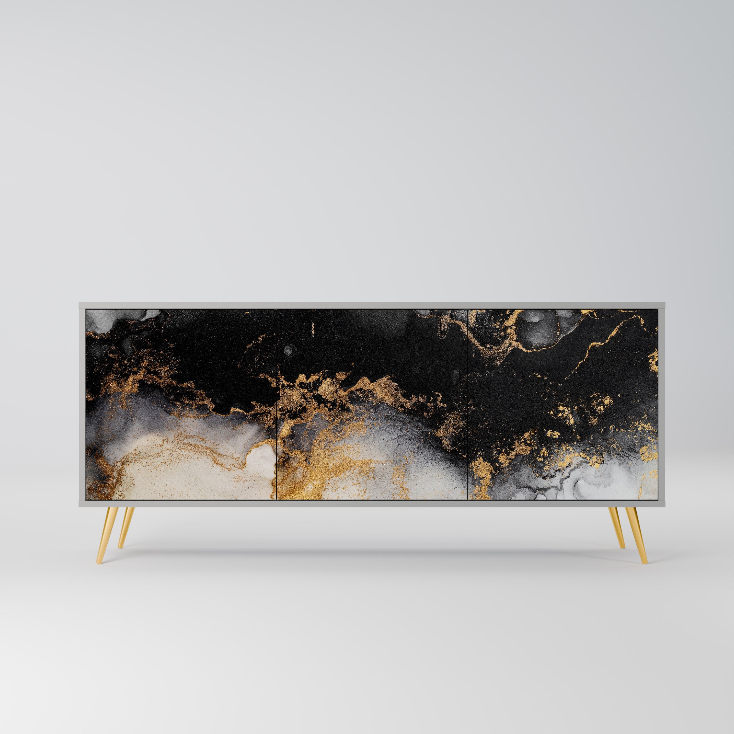 MARBLE OF TOMMORROW Sideboard mit 3 Türen in grauem Finish