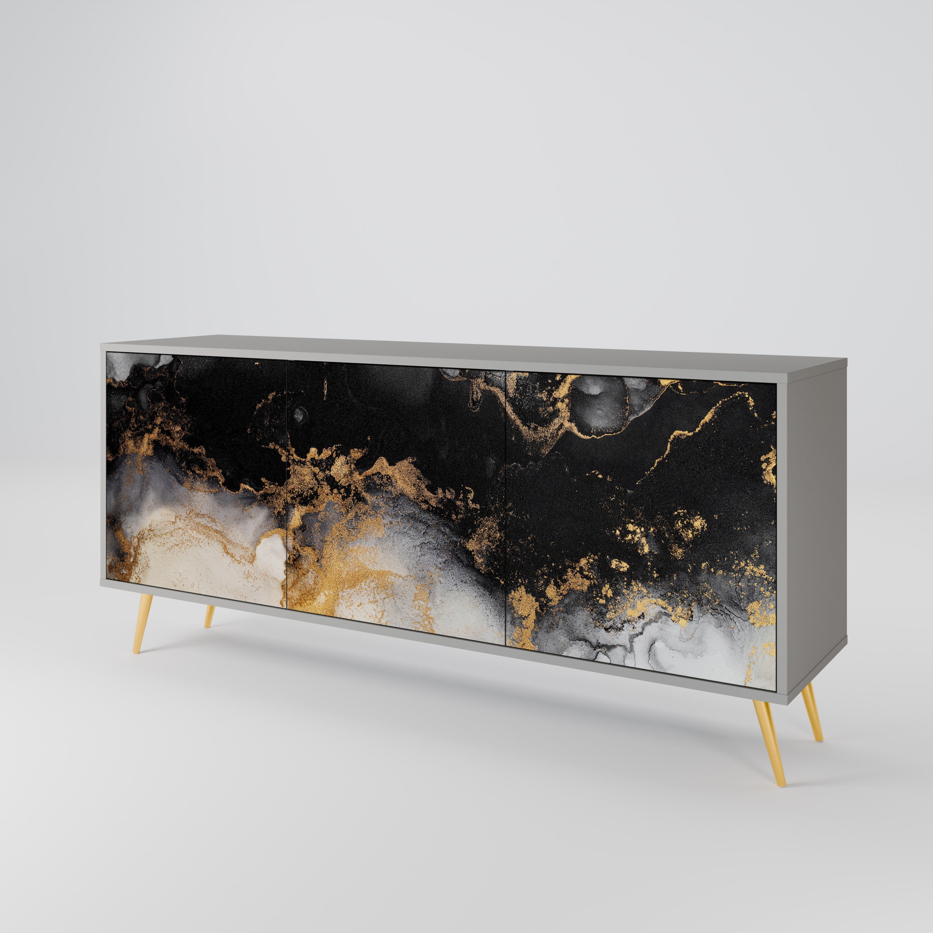 MARBLE OF TOMMORROW Sideboard mit 3 Türen in grauem Finish