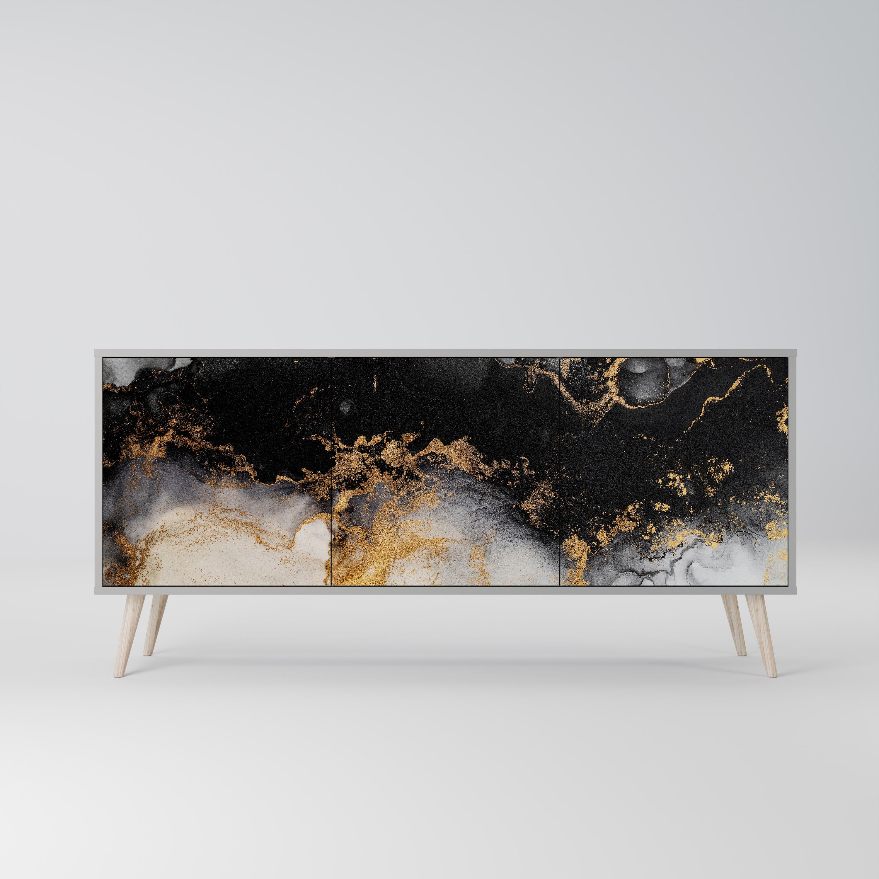 MARBLE OF TOMMORROW Sideboard mit 3 Türen in grauem Finish