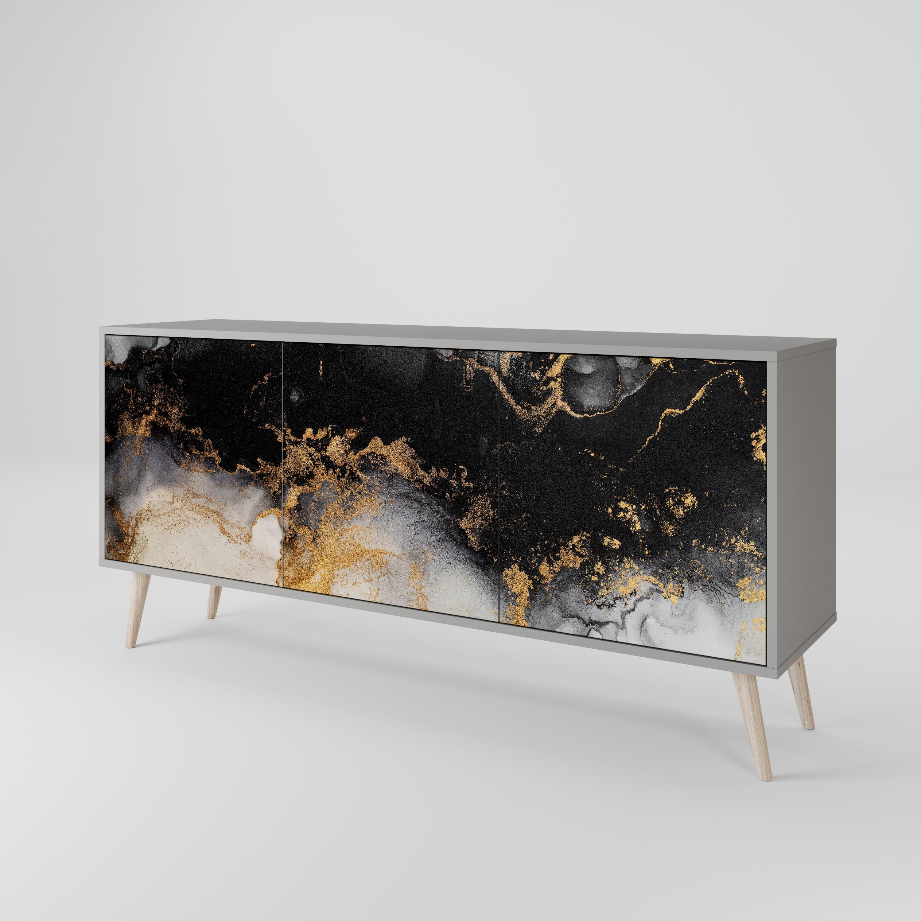 MARBLE OF TOMMORROW Sideboard mit 3 Türen in grauem Finish