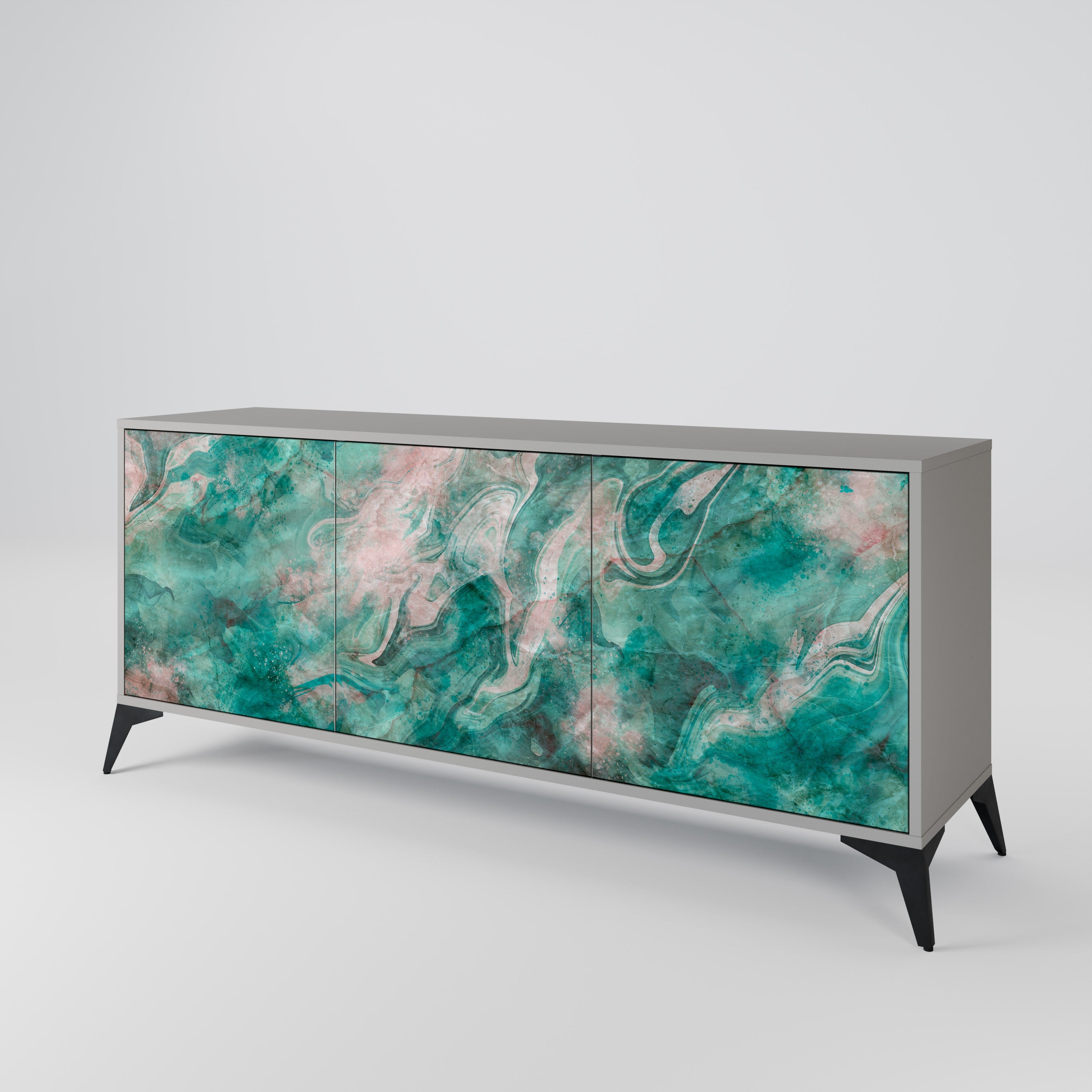 ABSTRACT ALCHEMY 3-türiges Sideboard in grauem Finish