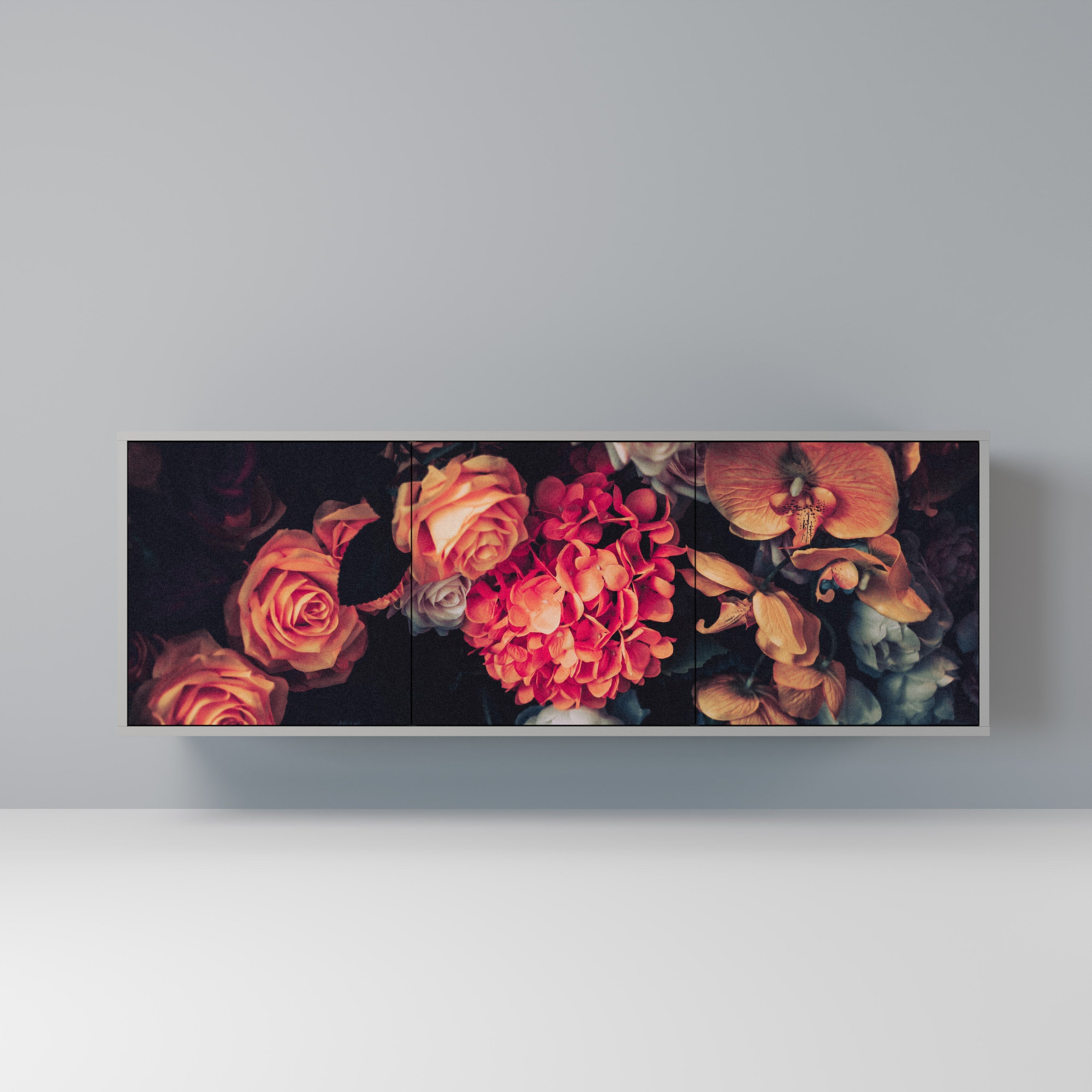 NEVERENDING BLOOM Sideboard mit 3 Türen in grauer Ausführung