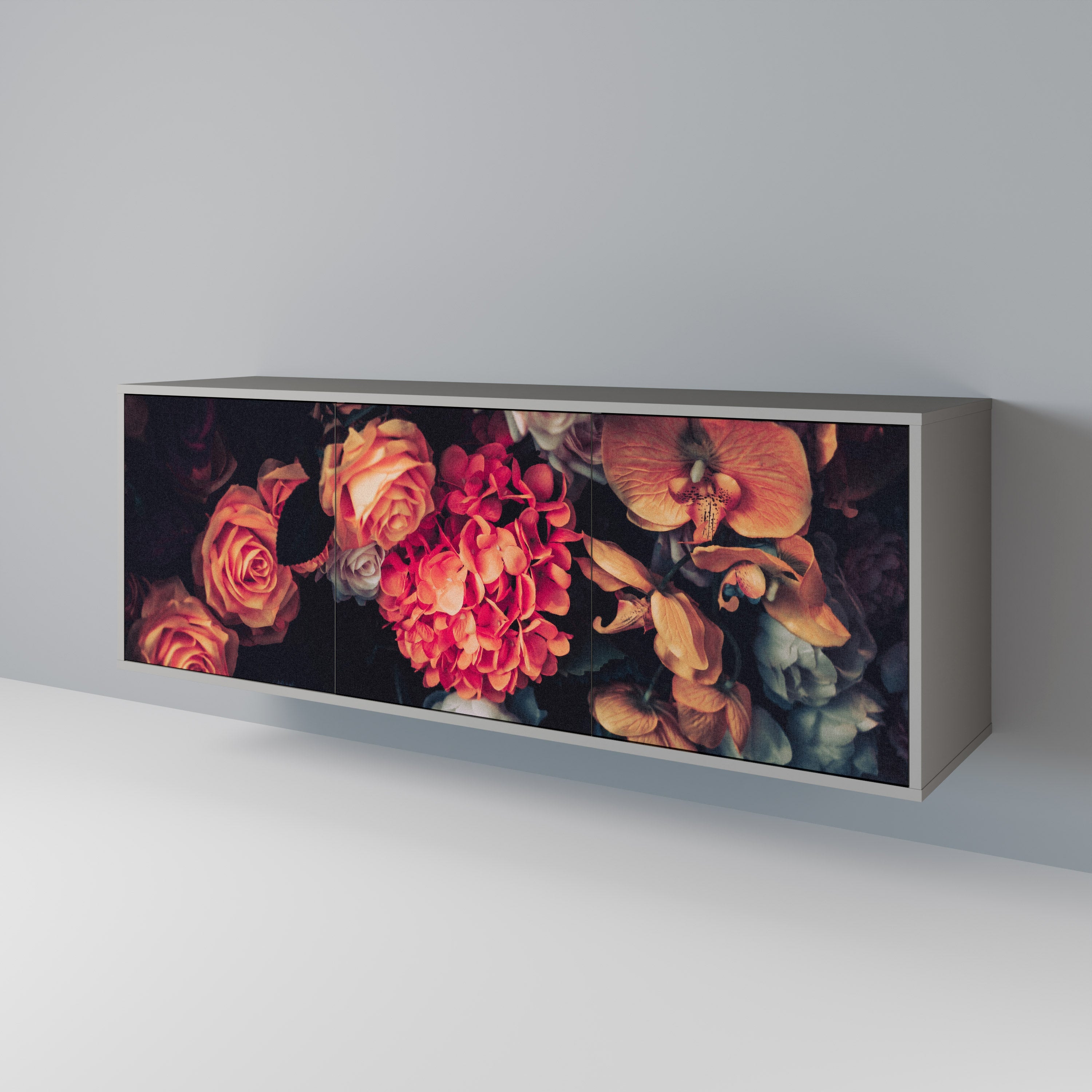 NEVERENDING BLOOM Sideboard mit 3 Türen in grauer Ausführung