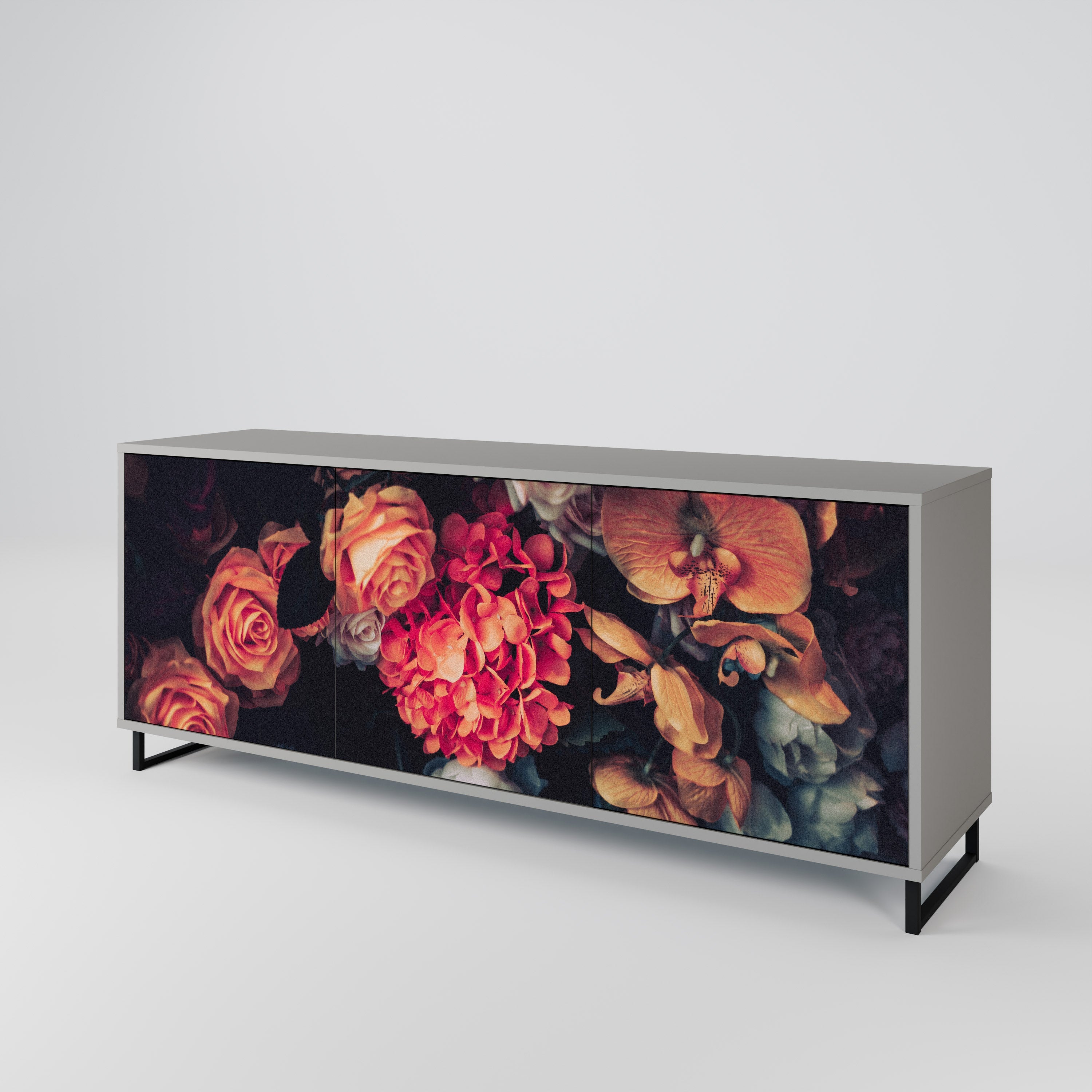 NEVERENDING BLOOM Sideboard mit 3 Türen in grauer Ausführung