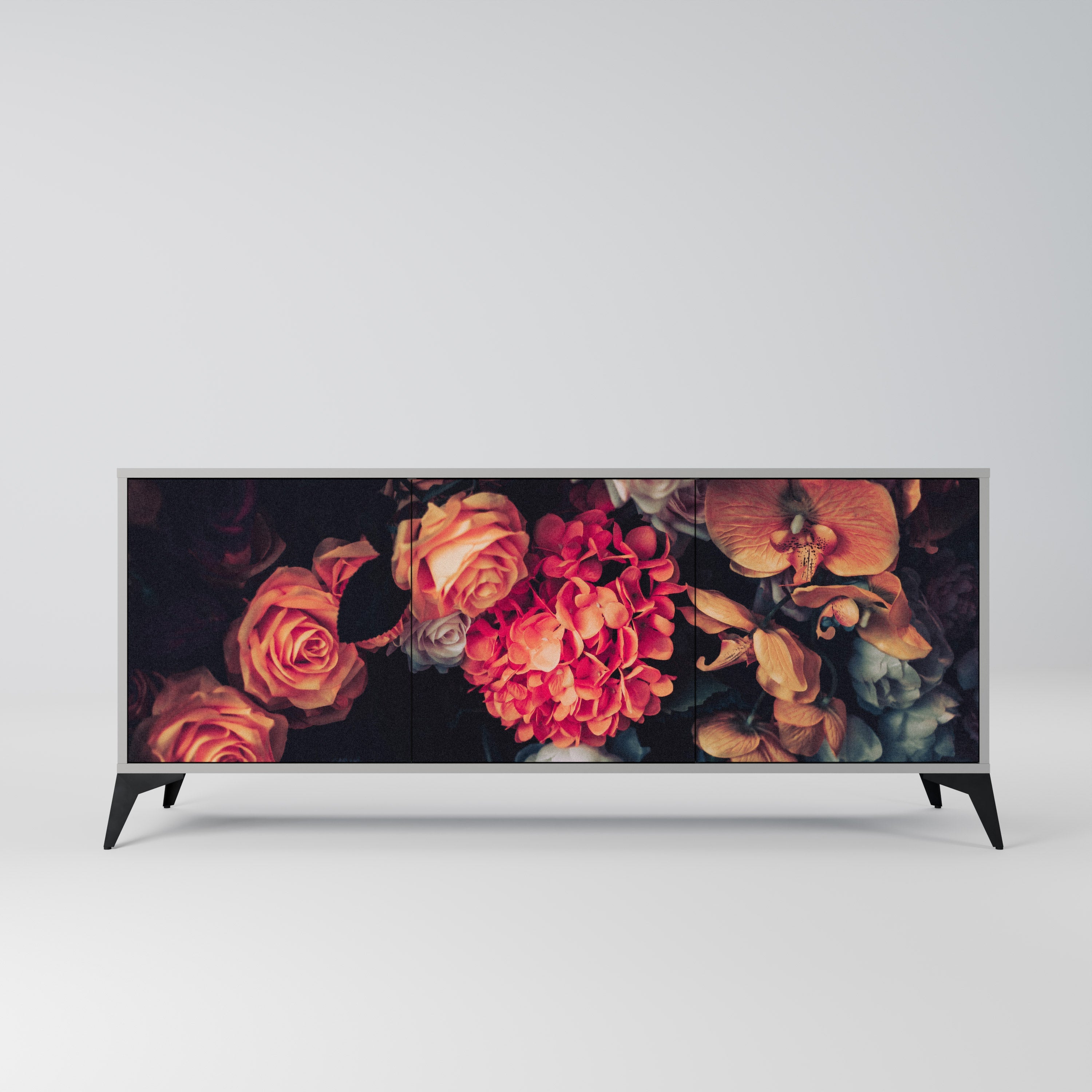 NEVERENDING BLOOM Sideboard mit 3 Türen in grauer Ausführung
