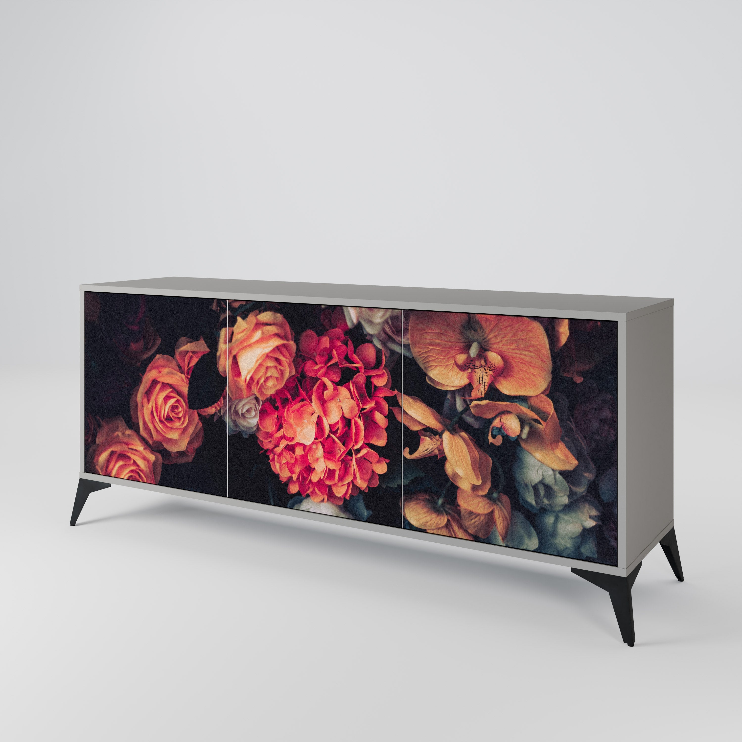 NEVERENDING BLOOM Sideboard mit 3 Türen in grauer Ausführung