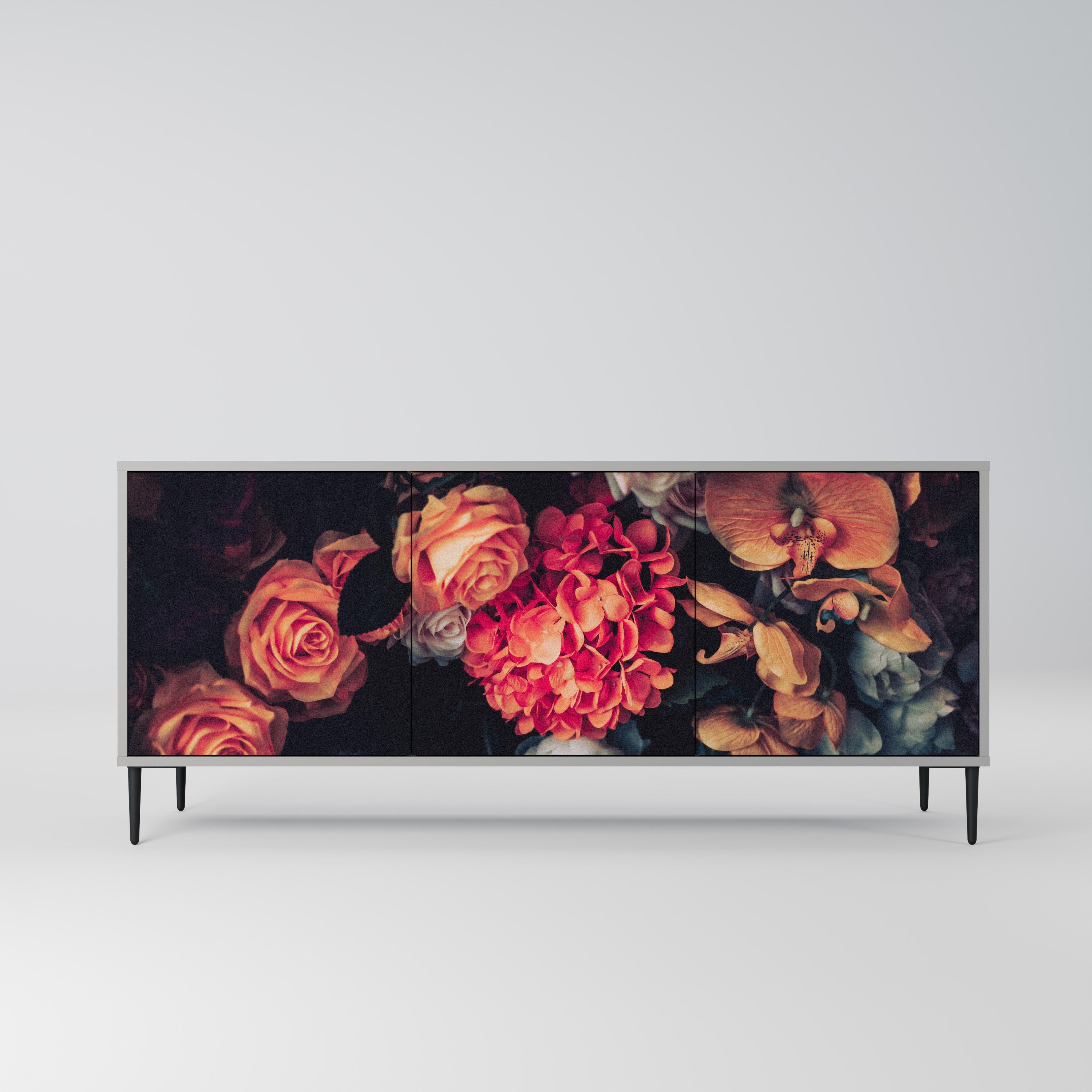 NEVERENDING BLOOM Sideboard mit 3 Türen in grauer Ausführung