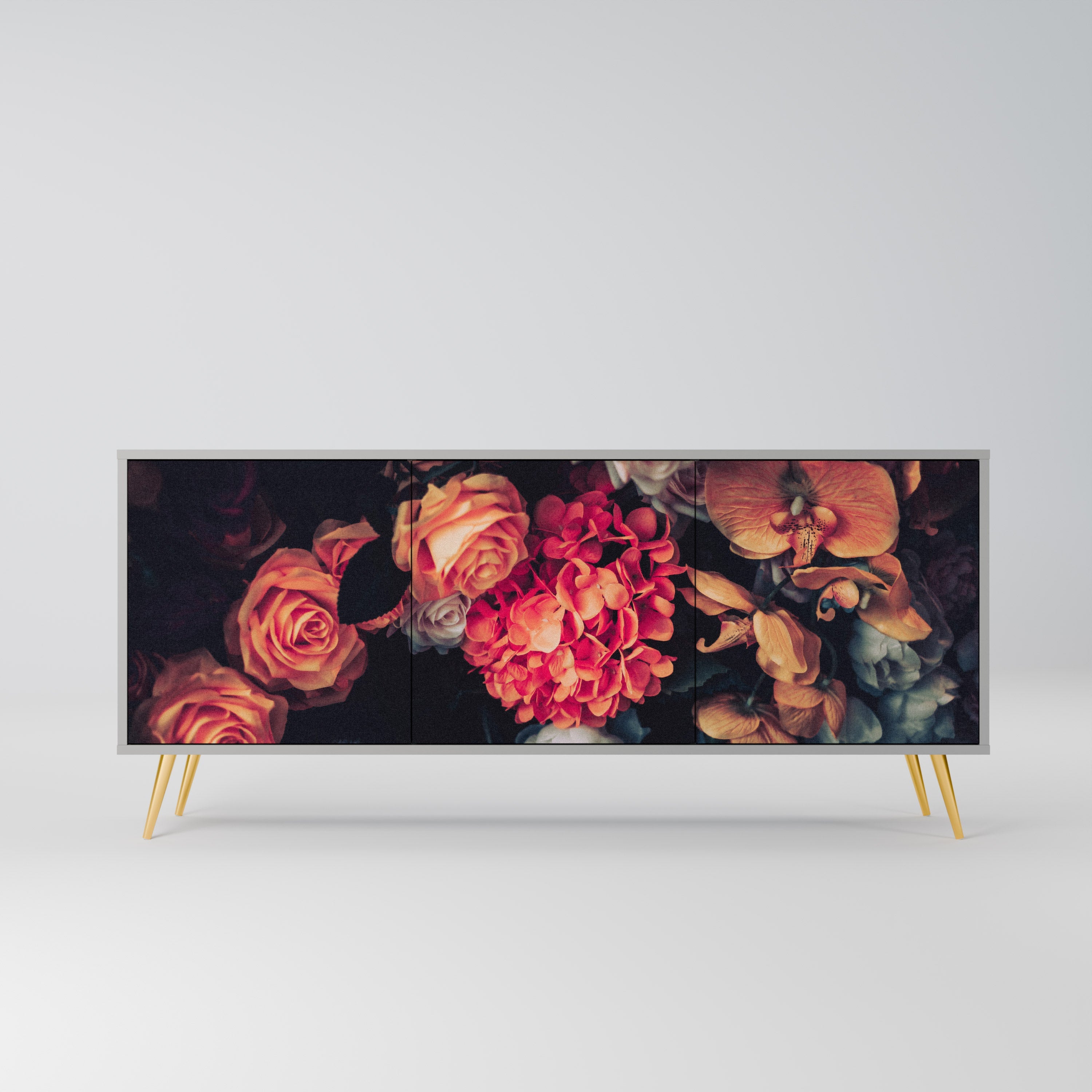 NEVERENDING BLOOM Sideboard mit 3 Türen in grauer Ausführung