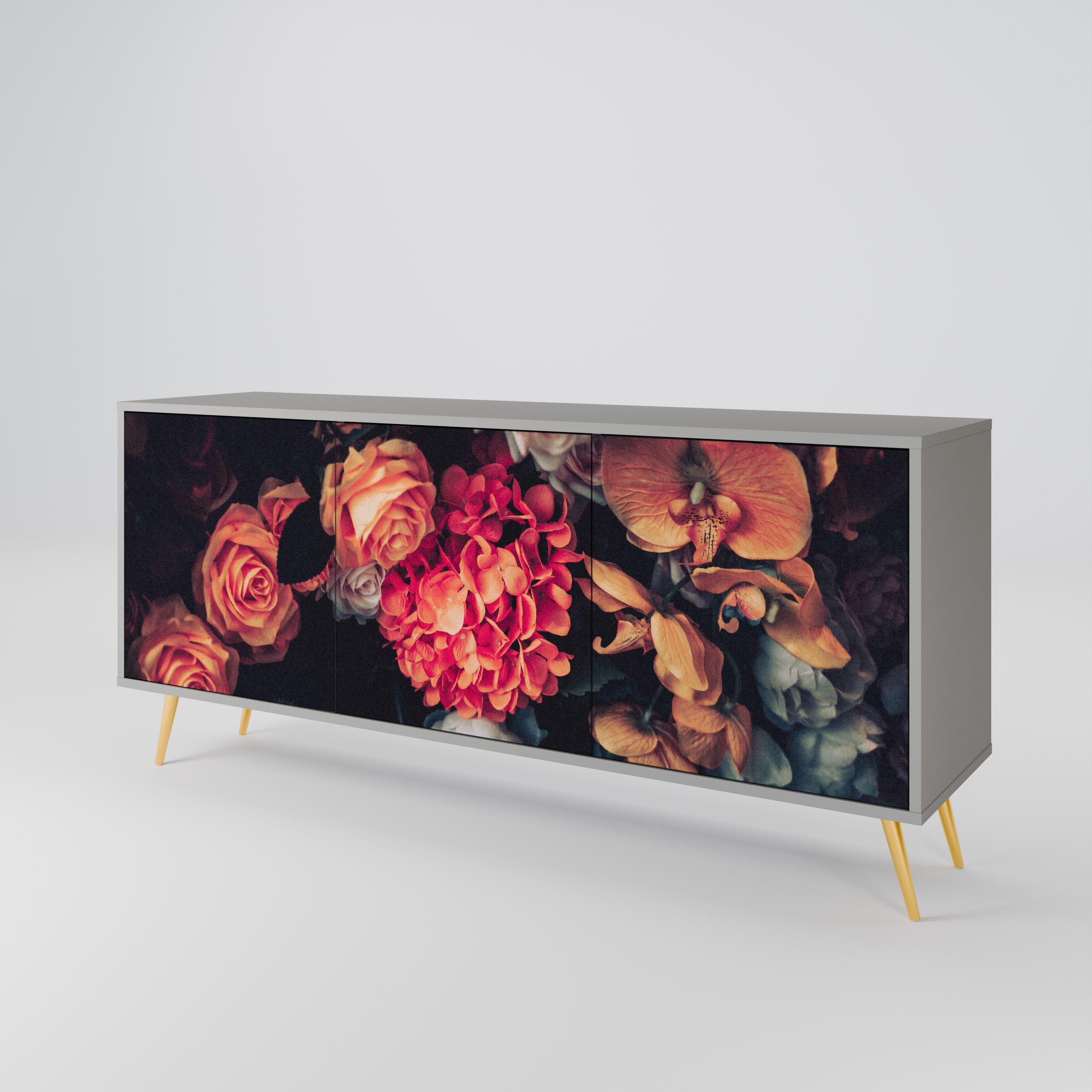 NEVERENDING BLOOM Sideboard mit 3 Türen in grauer Ausführung
