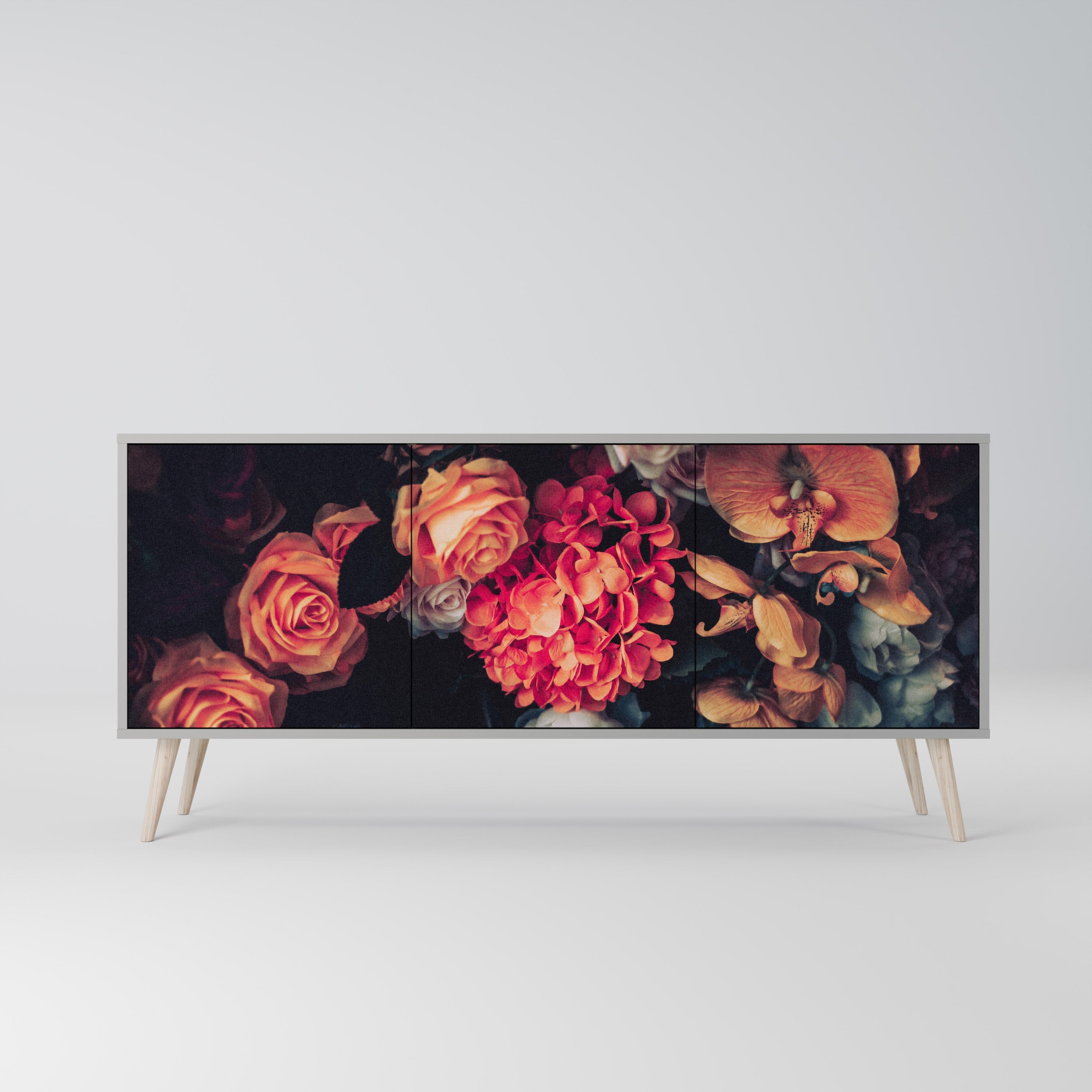NEVERENDING BLOOM Sideboard mit 3 Türen in grauer Ausführung